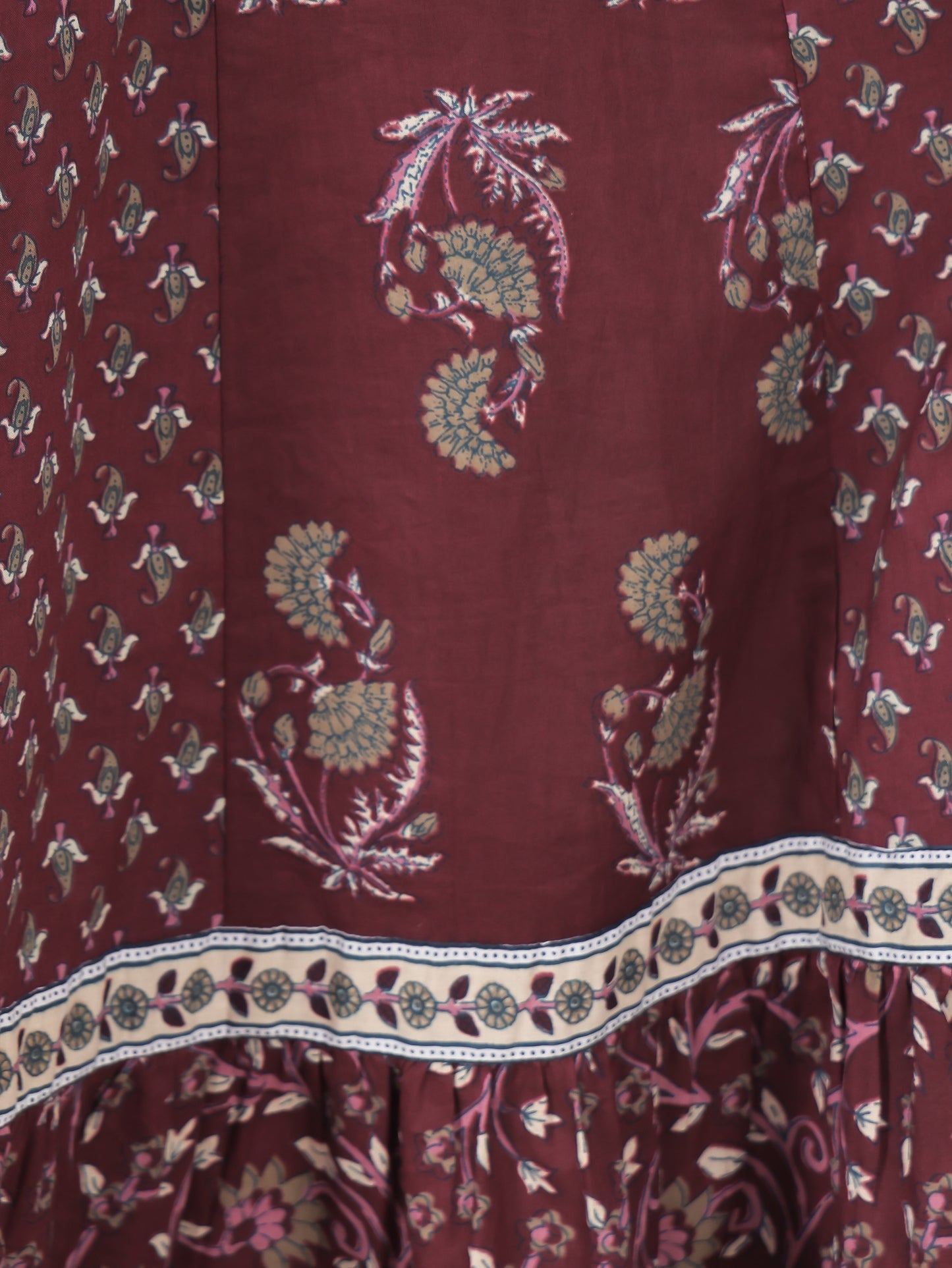 Embroidered Soft Cotton Floral Anarkali Maroon Kurta