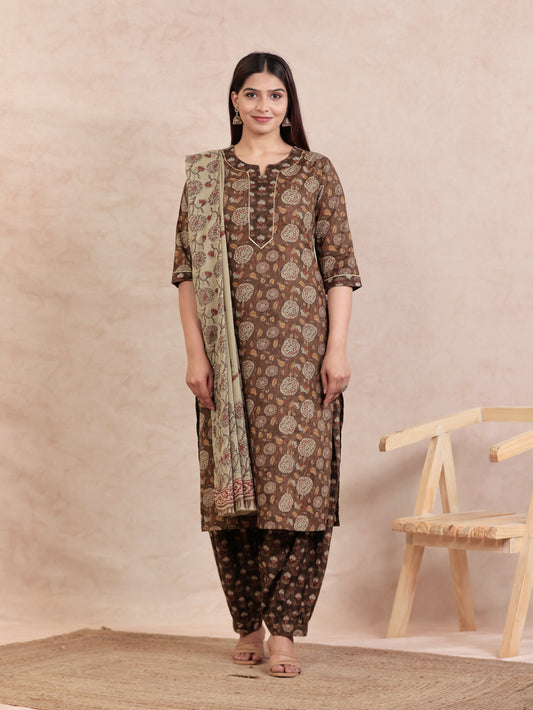 Cotton Voile Floral Beige Dupatta