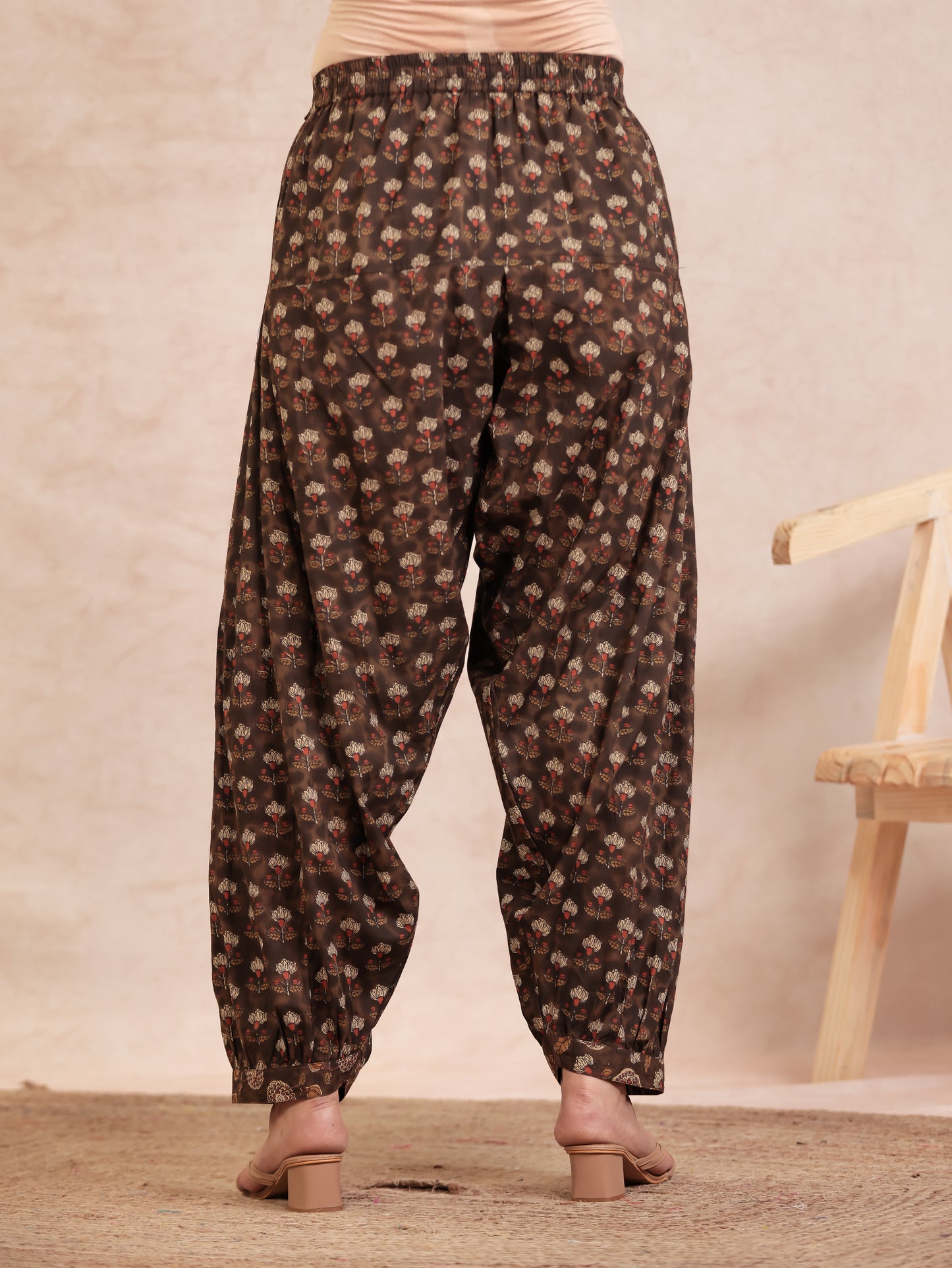 Soft Cotton Floral Straight Brown Kurta