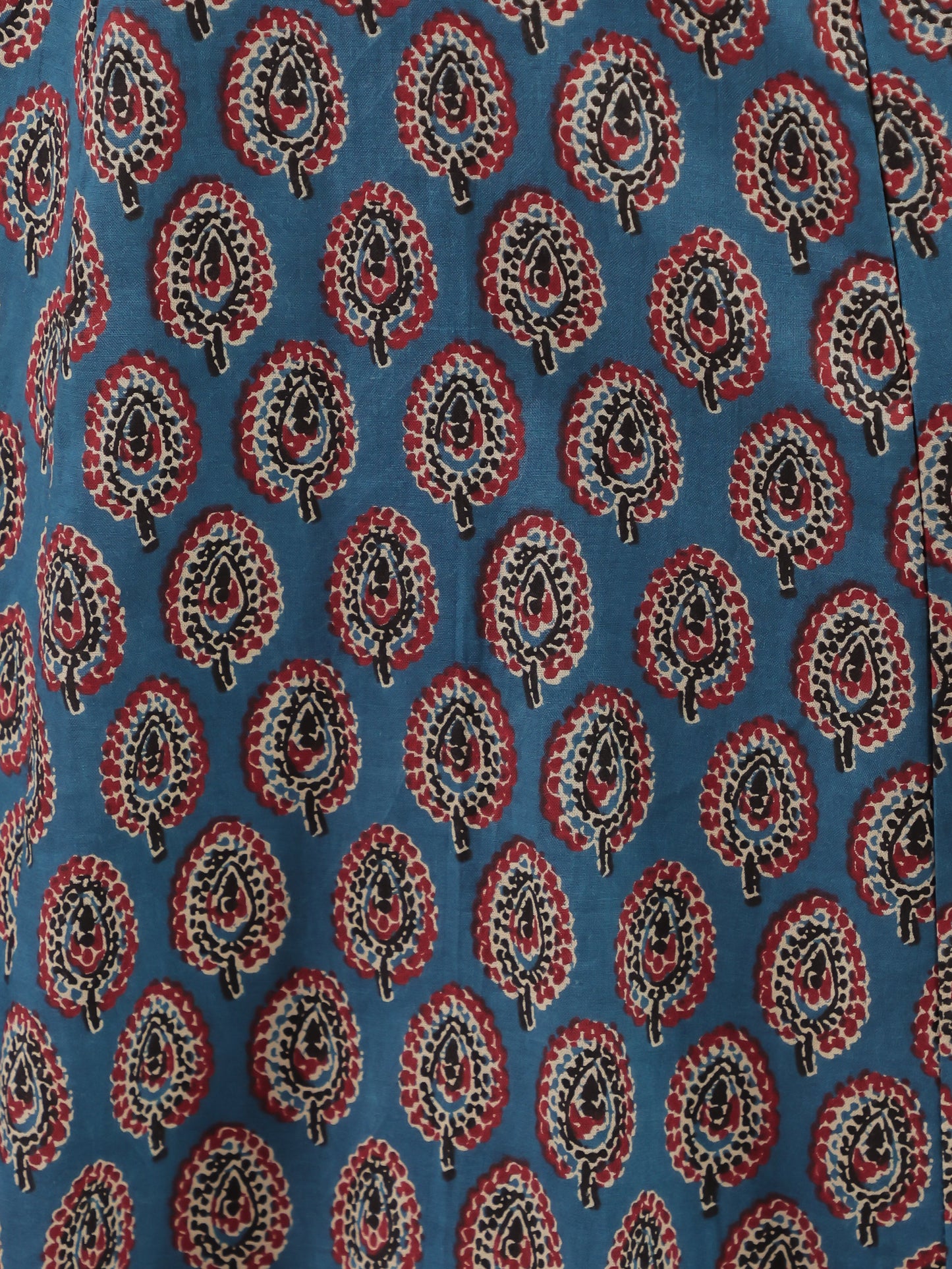 Embroidered Soft Cotton Ajrakh Flared Blue Kurta