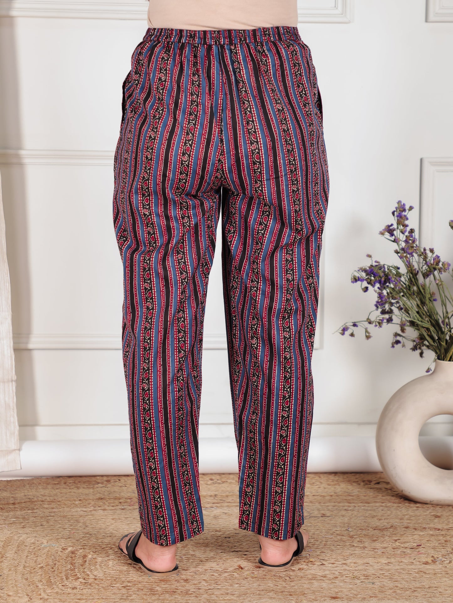 Soft Cotton Ajrakh Black Tapered Trousers