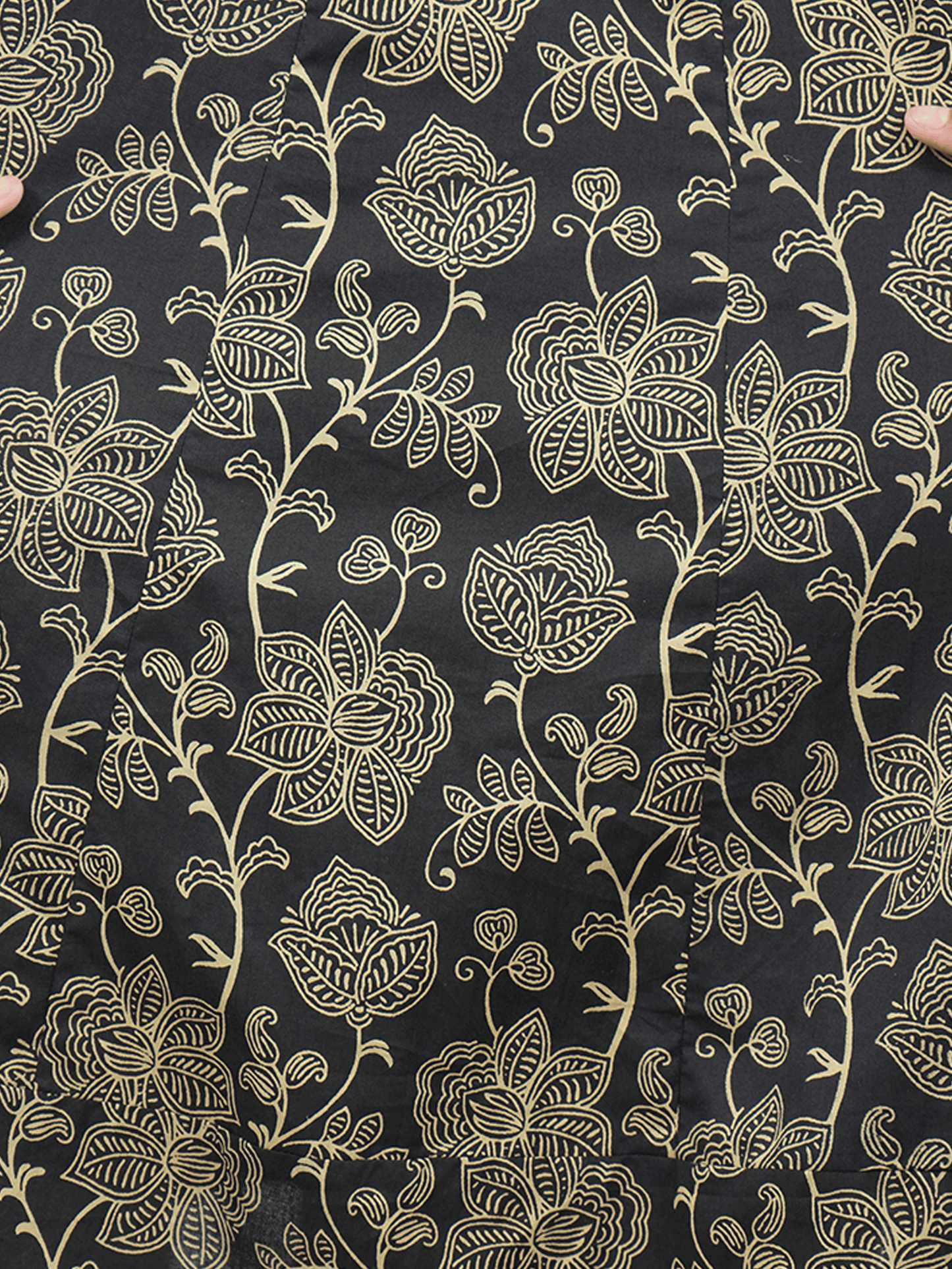 Embroidered Soft Cotton Ajrakh Anarkali Black Kurta