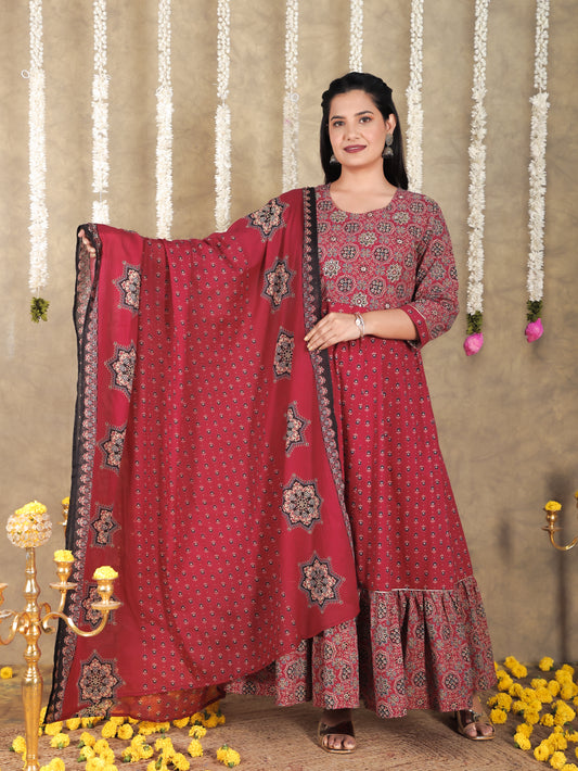 Cotton Voile Maroon Dupatta