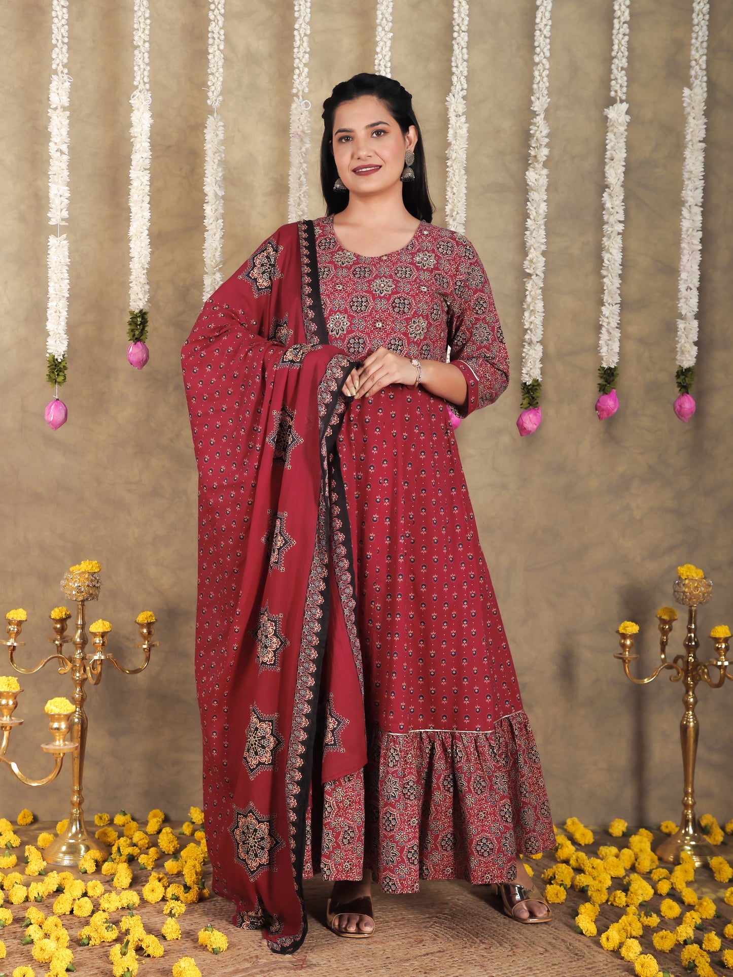 Cotton Voile Maroon Dupatta