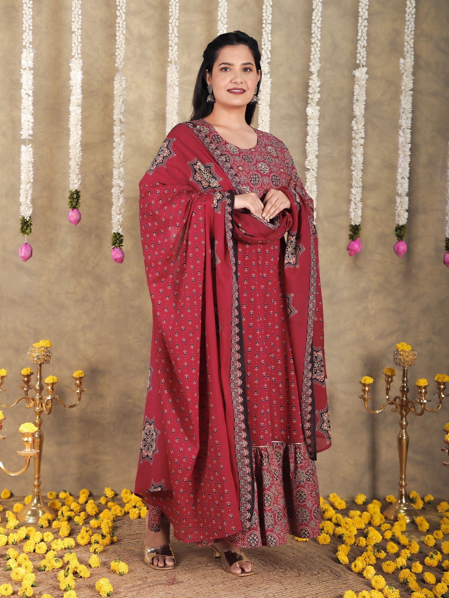 Cotton Voile Maroon Dupatta