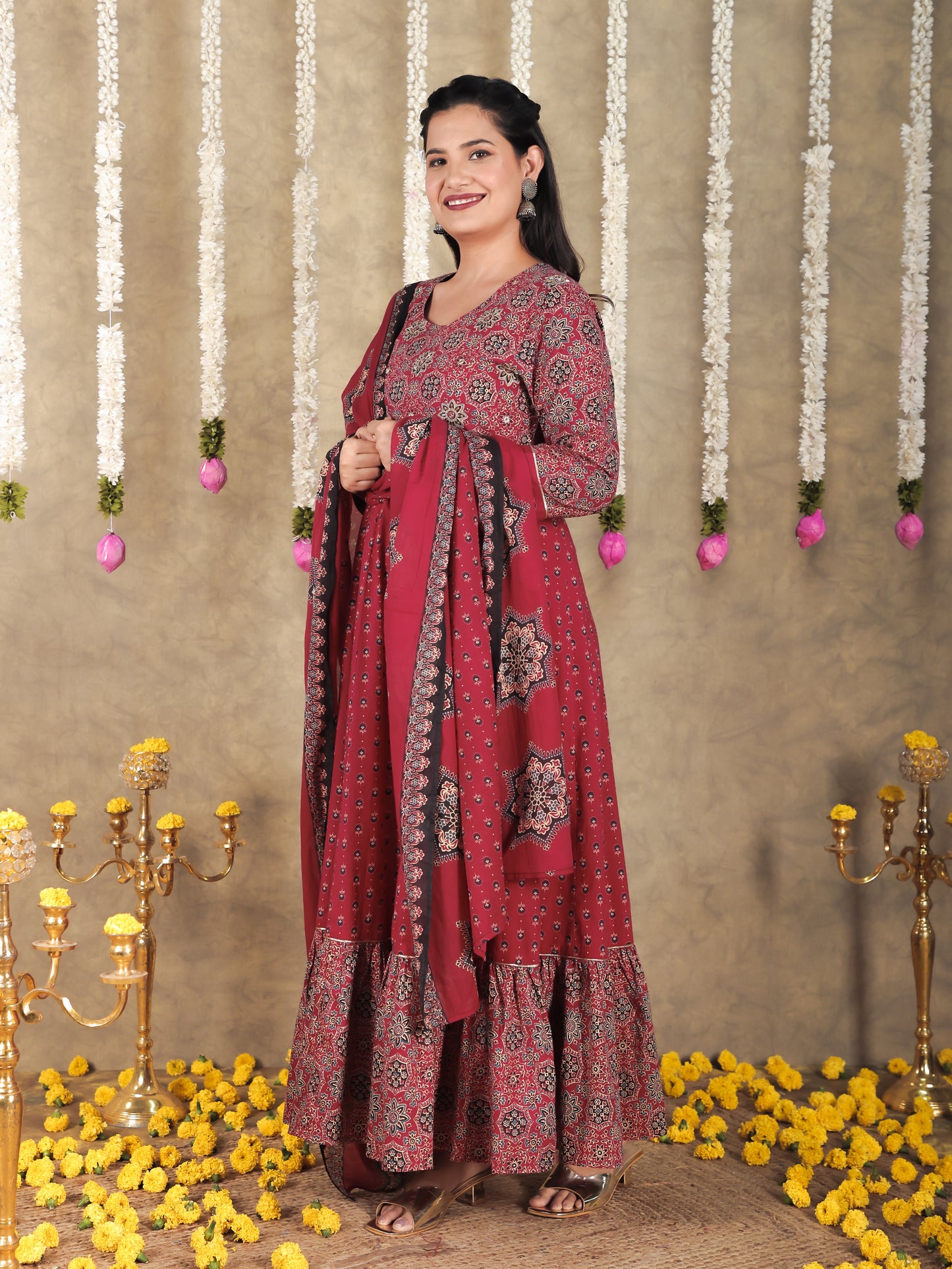 Cotton Voile Maroon Dupatta