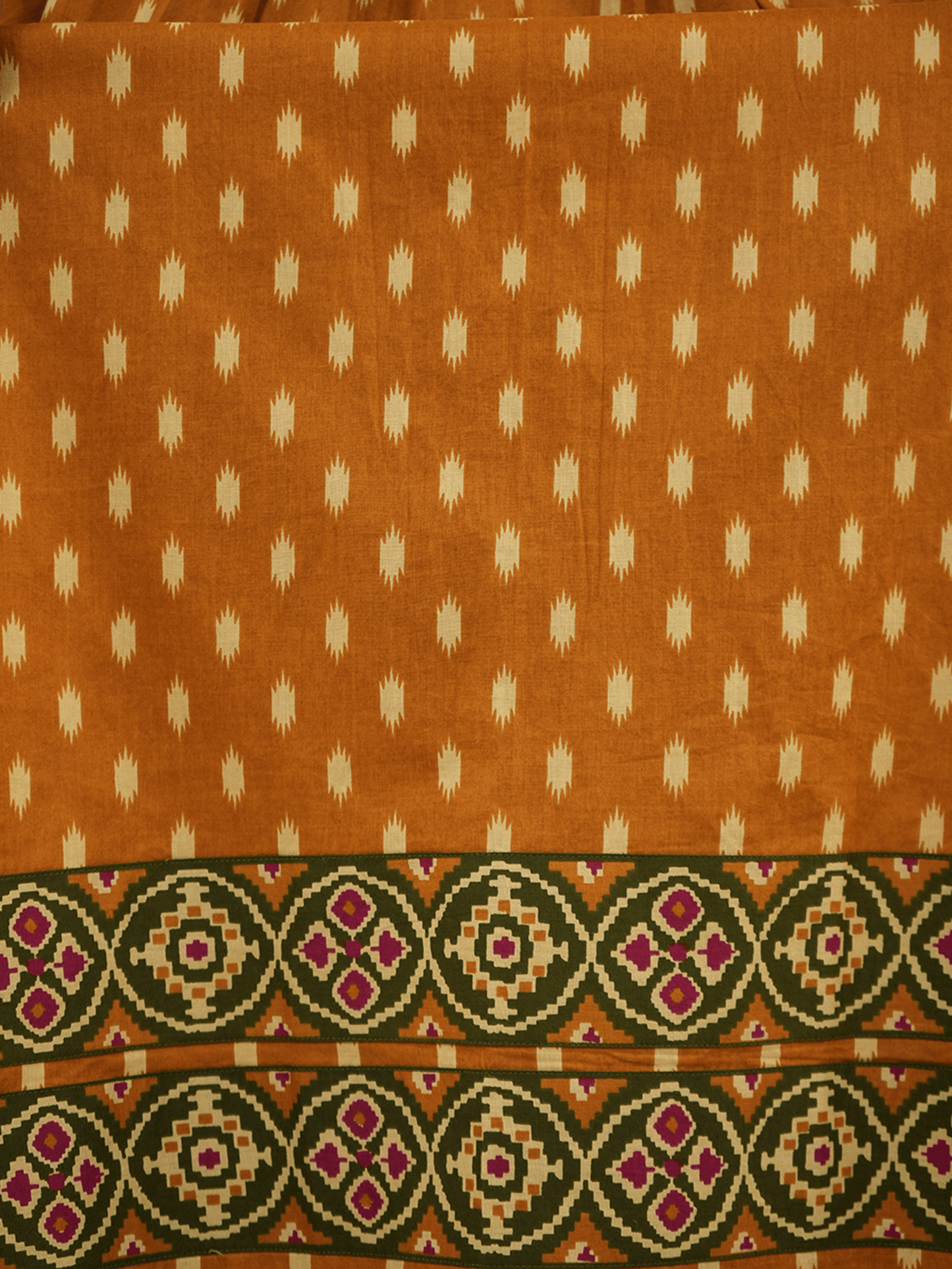 Embroidered Soft Cotton Ikat A-line Yellow Kurta