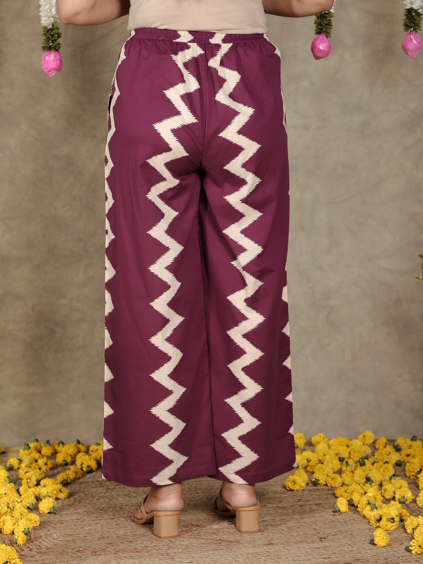 Soft Cotton Ikat Purple Palazzo
