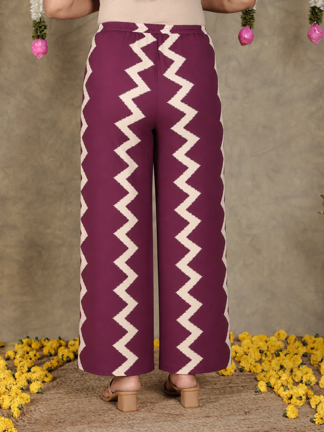 Soft Cotton Ikat Purple Palazzo