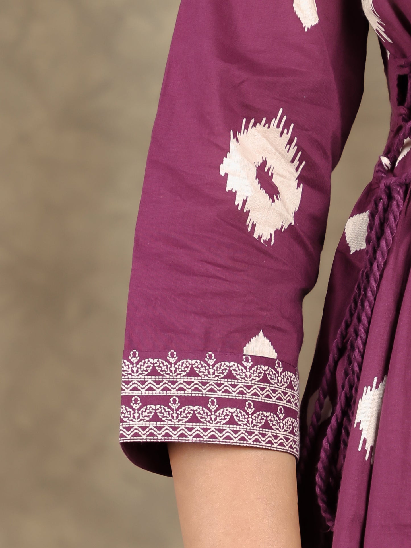 Soft Cotton Ikat Kalidar Purple Kurta