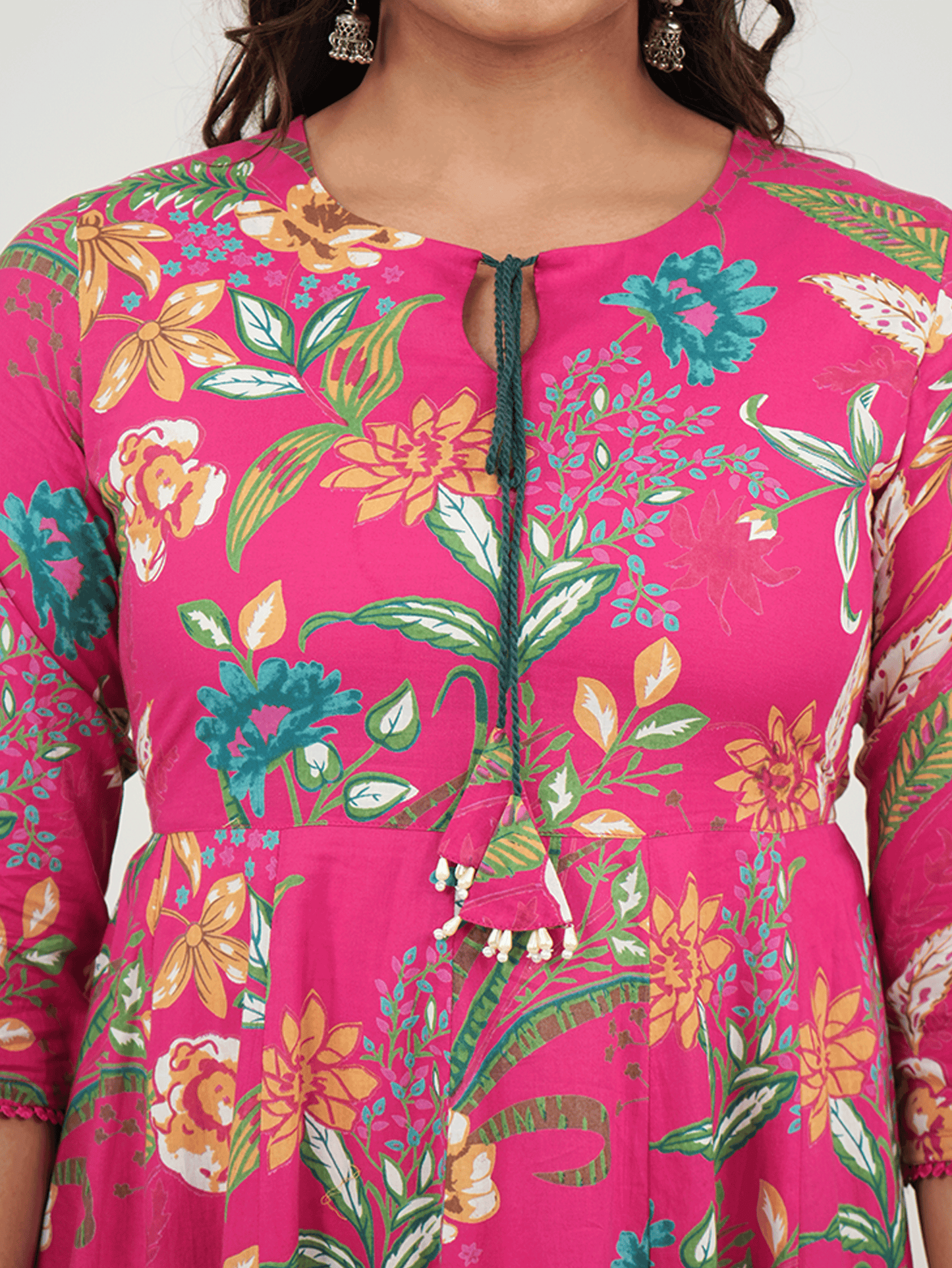 Soft Cotton Floral Flared Pink Dress