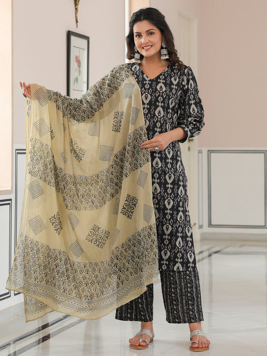 Voile Cotton Geometric Beige Dupatta