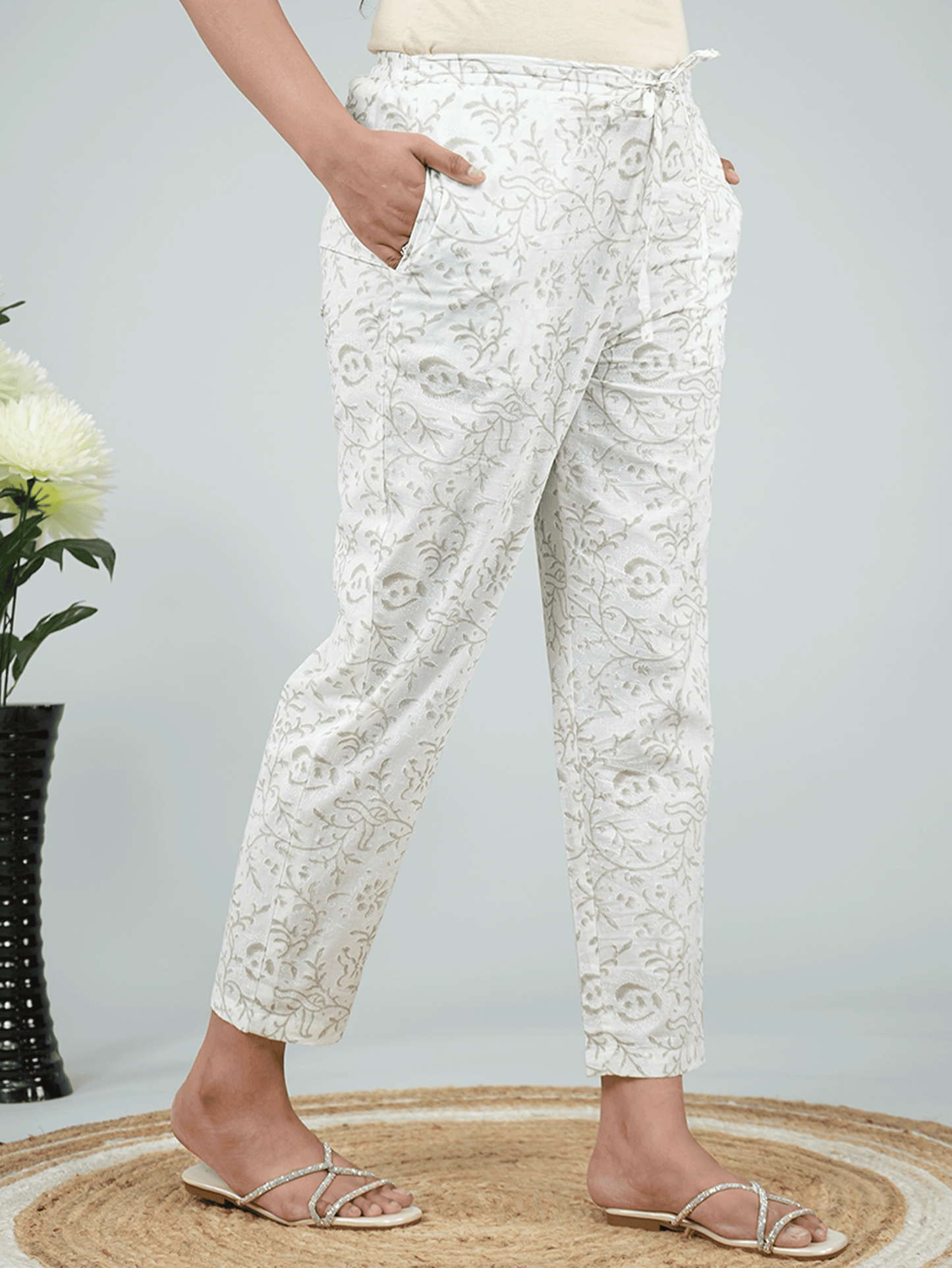 Embroidered Soft Cotton Floral High Low Grey Kurta