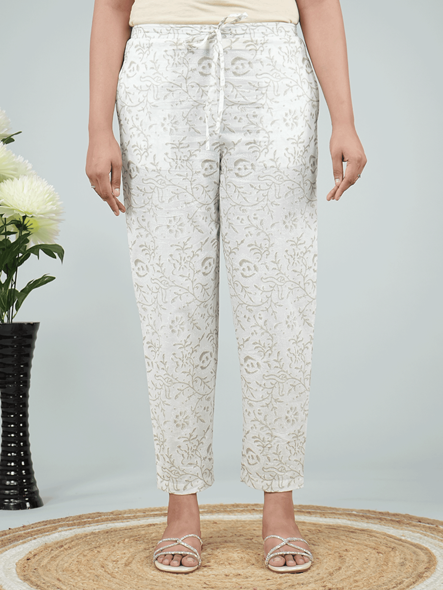 Embroidered Soft Cotton Floral High Low Grey Kurta