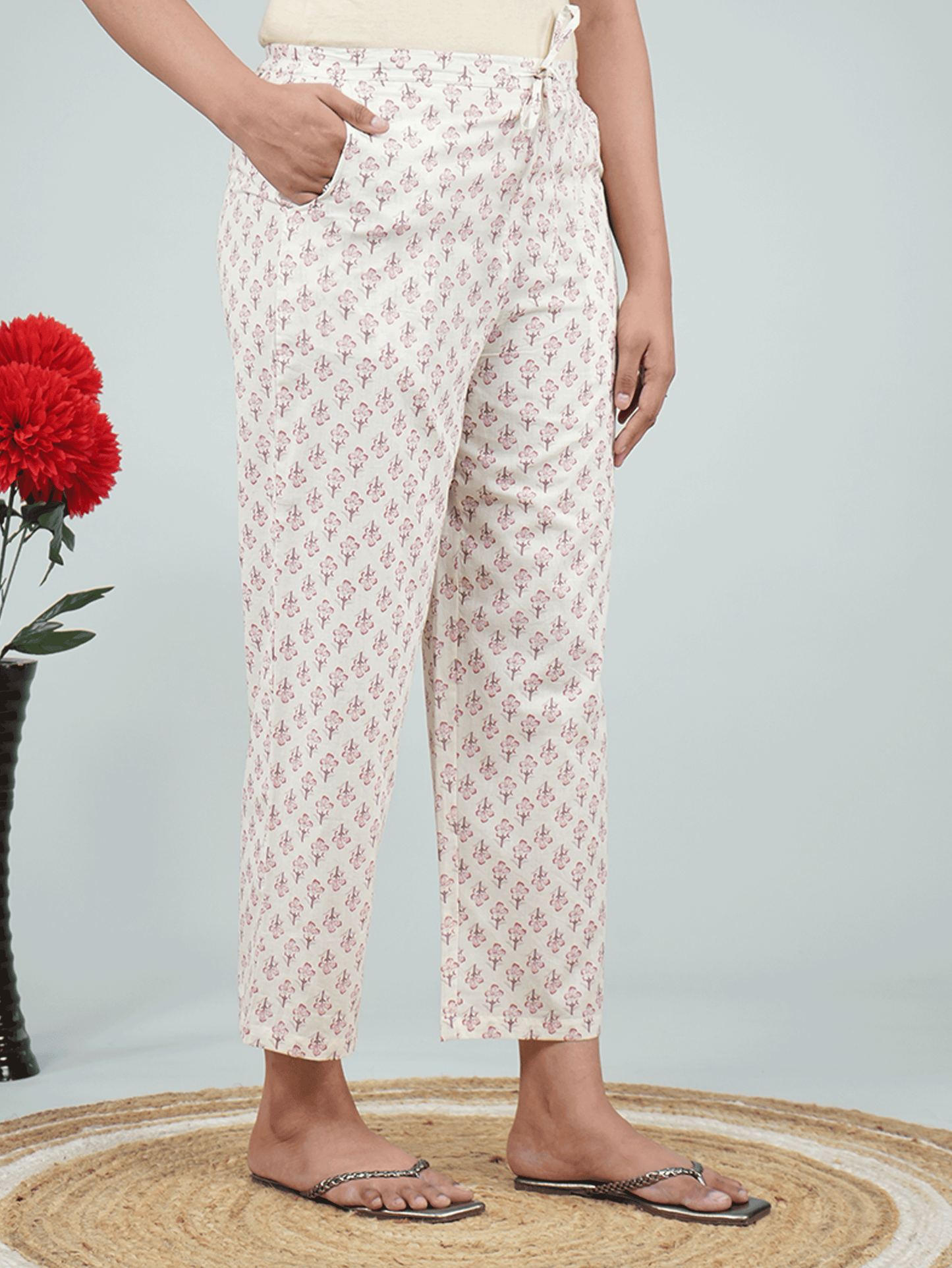 Embroidered Soft Cotton Floral Straight Peach Kurta