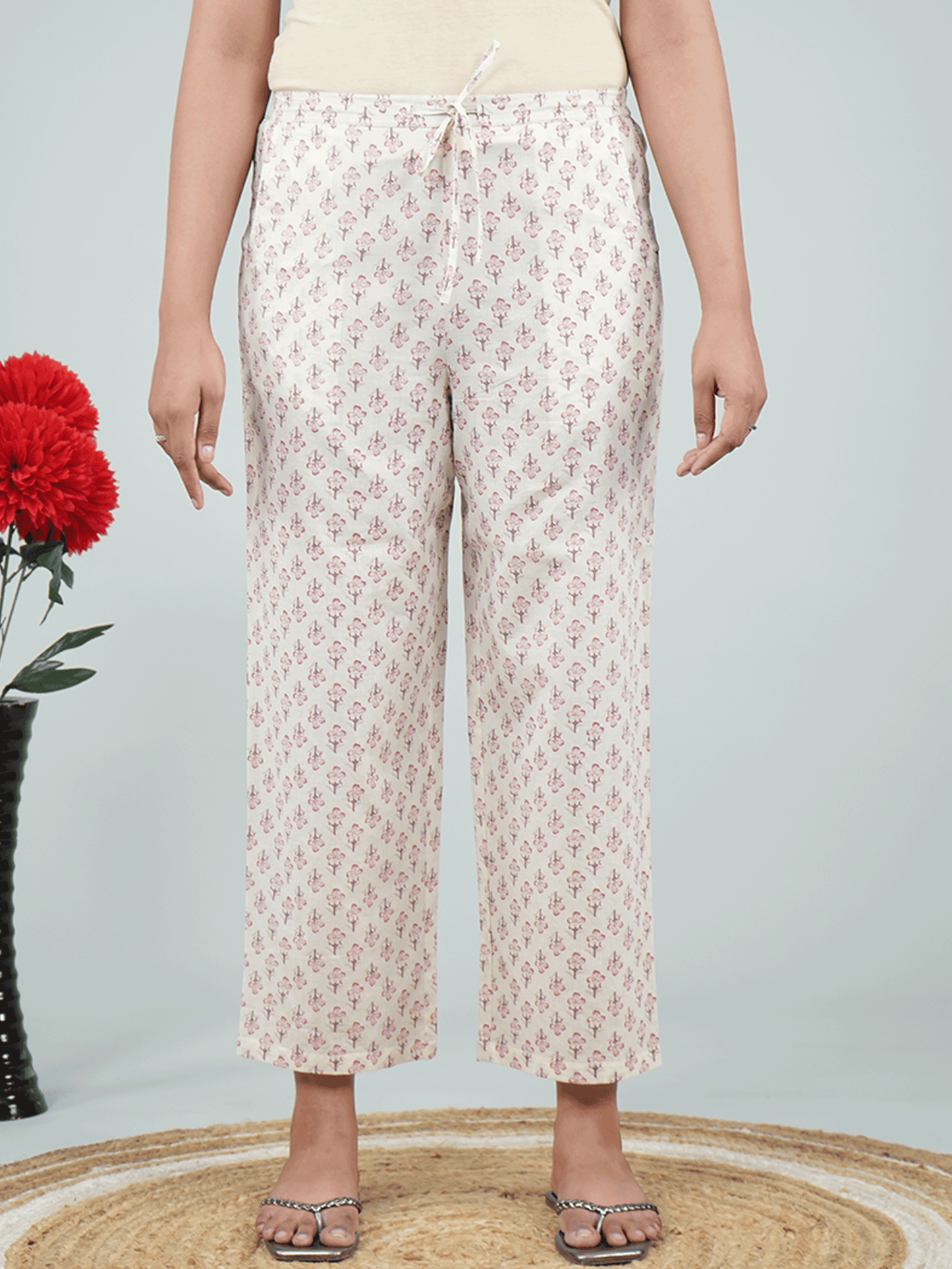 Embroidered Soft Cotton Floral Straight Peach Kurta