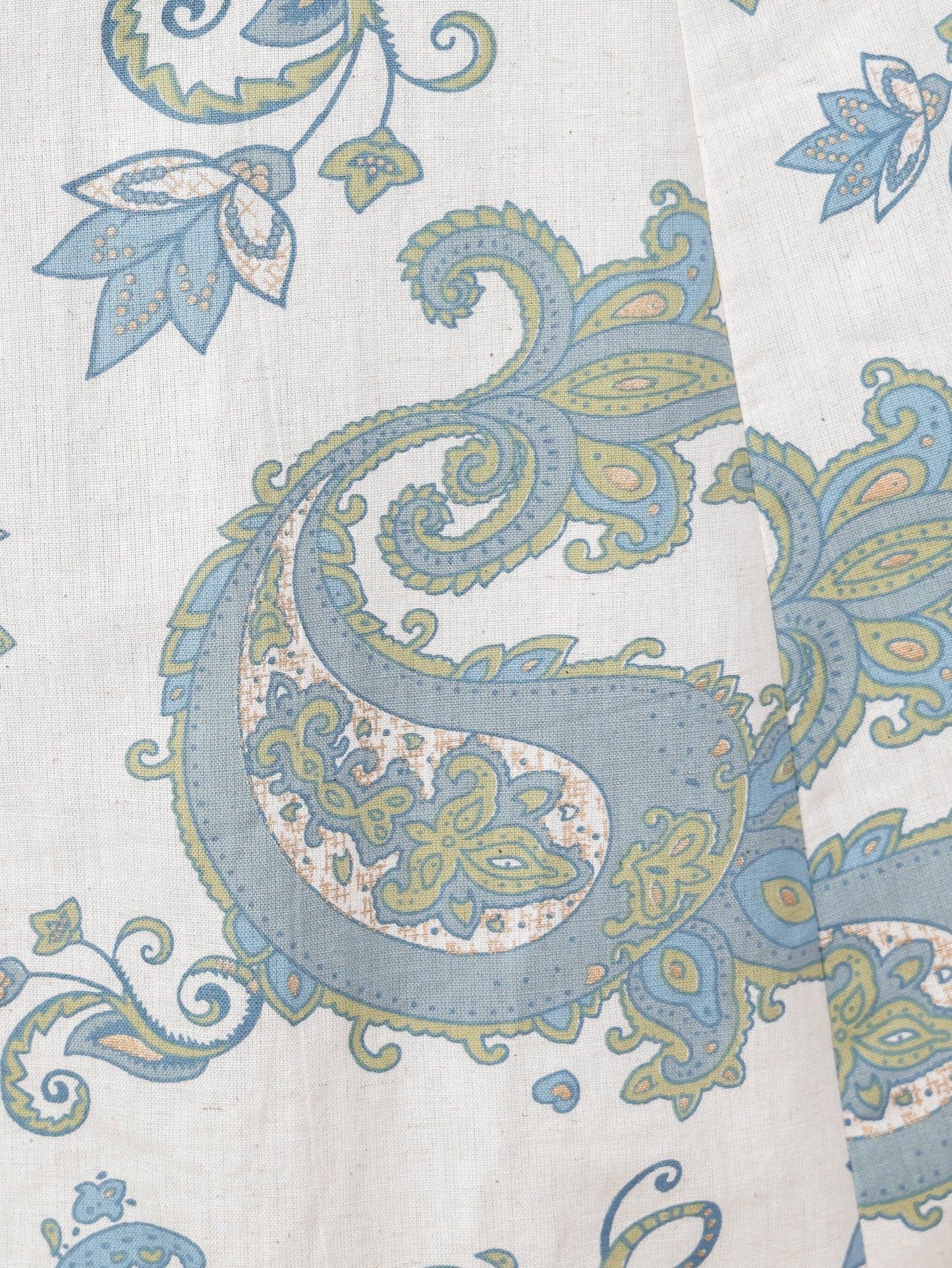 Linen Cotton Paisley Flared Off White Dress