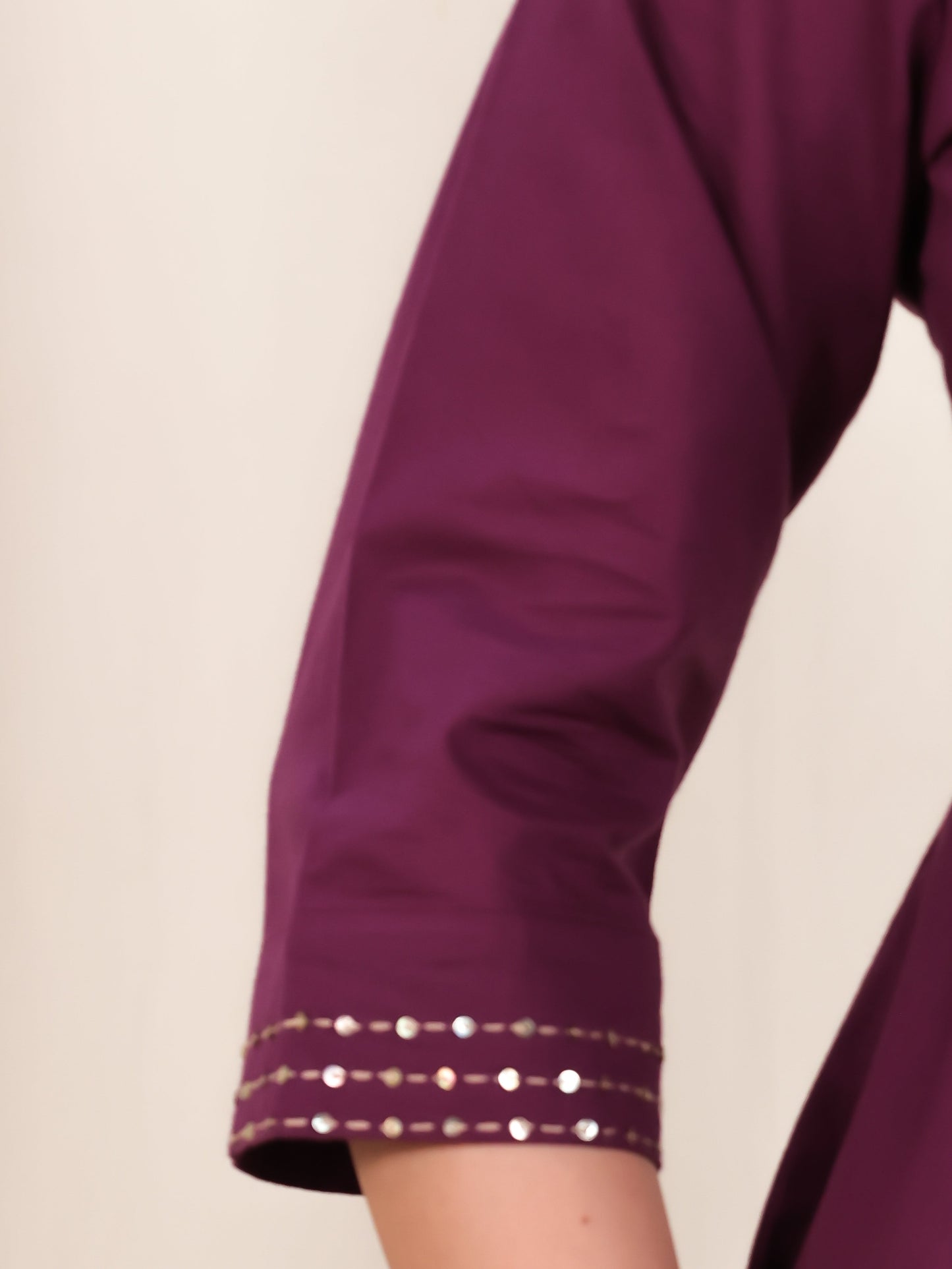Embroidered Soft Cotton Solid Anarkali Purple Kurta
