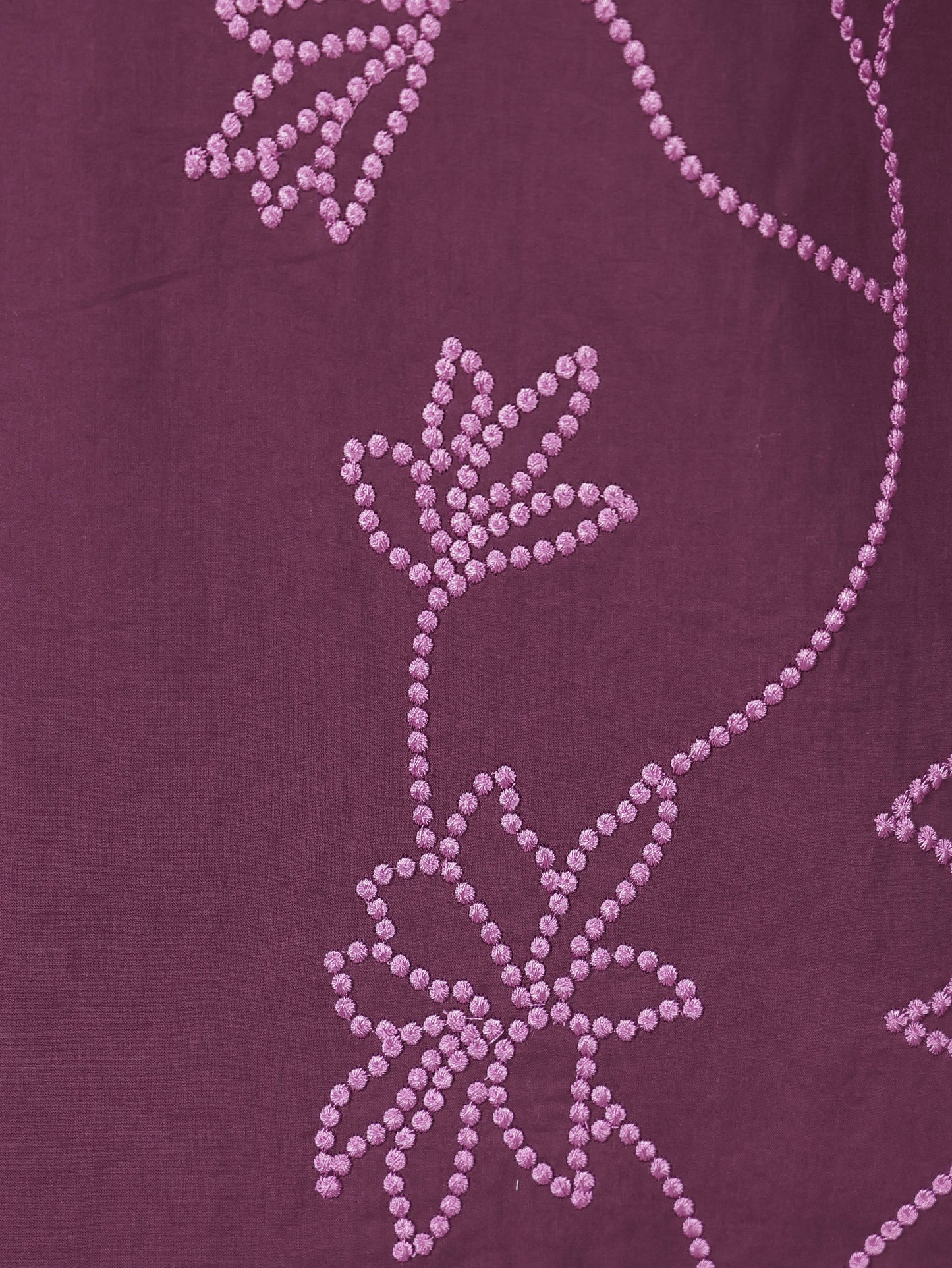 Embroidered Soft Cotton Solid Straight Wine Kurta