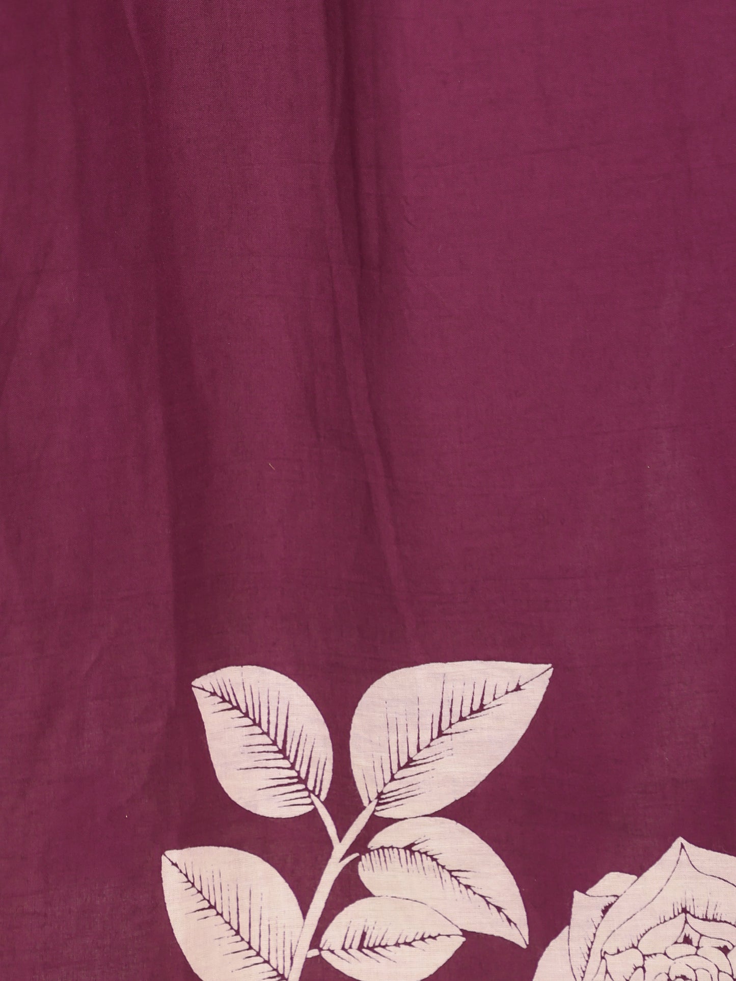 Embroidered Soft Cotton Placement Print Flared Wine Dress