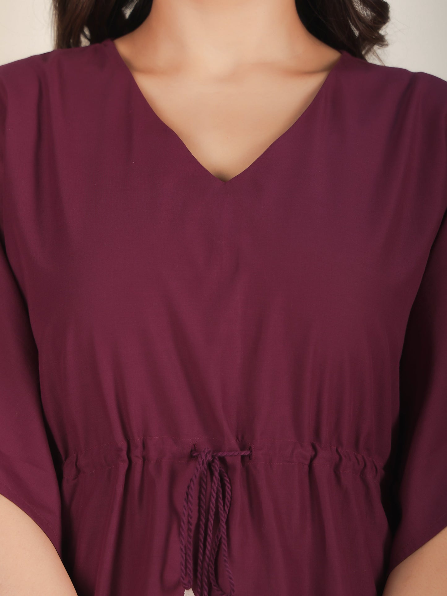 Soft Cotton Placement Print Purple Kaftan