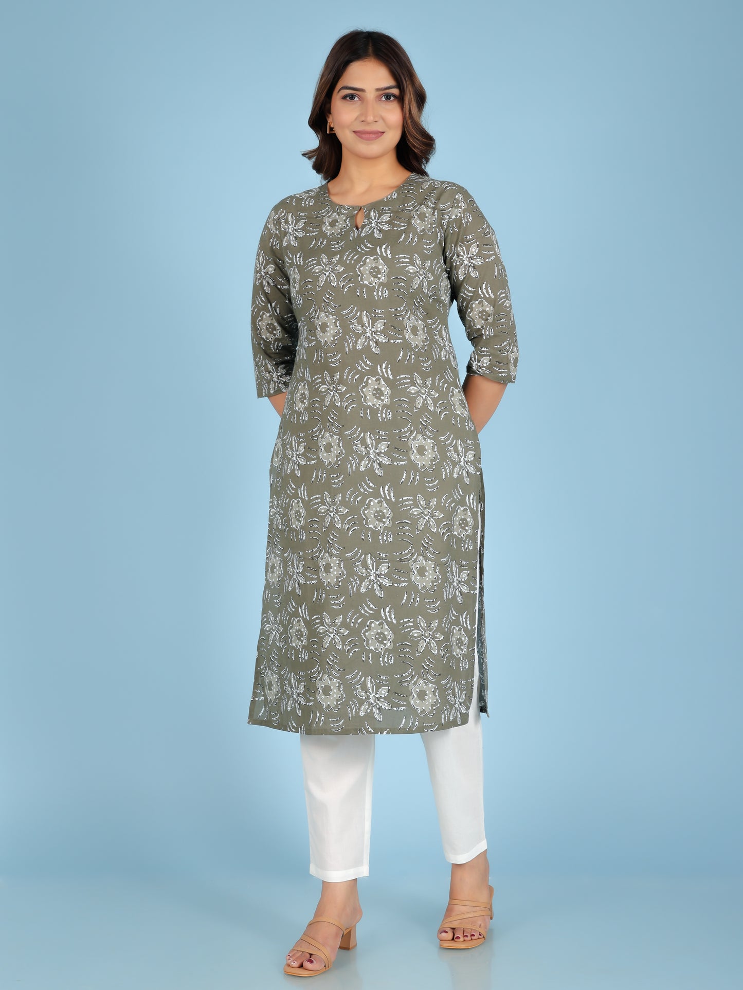 Soft Cotton Floral Kurta