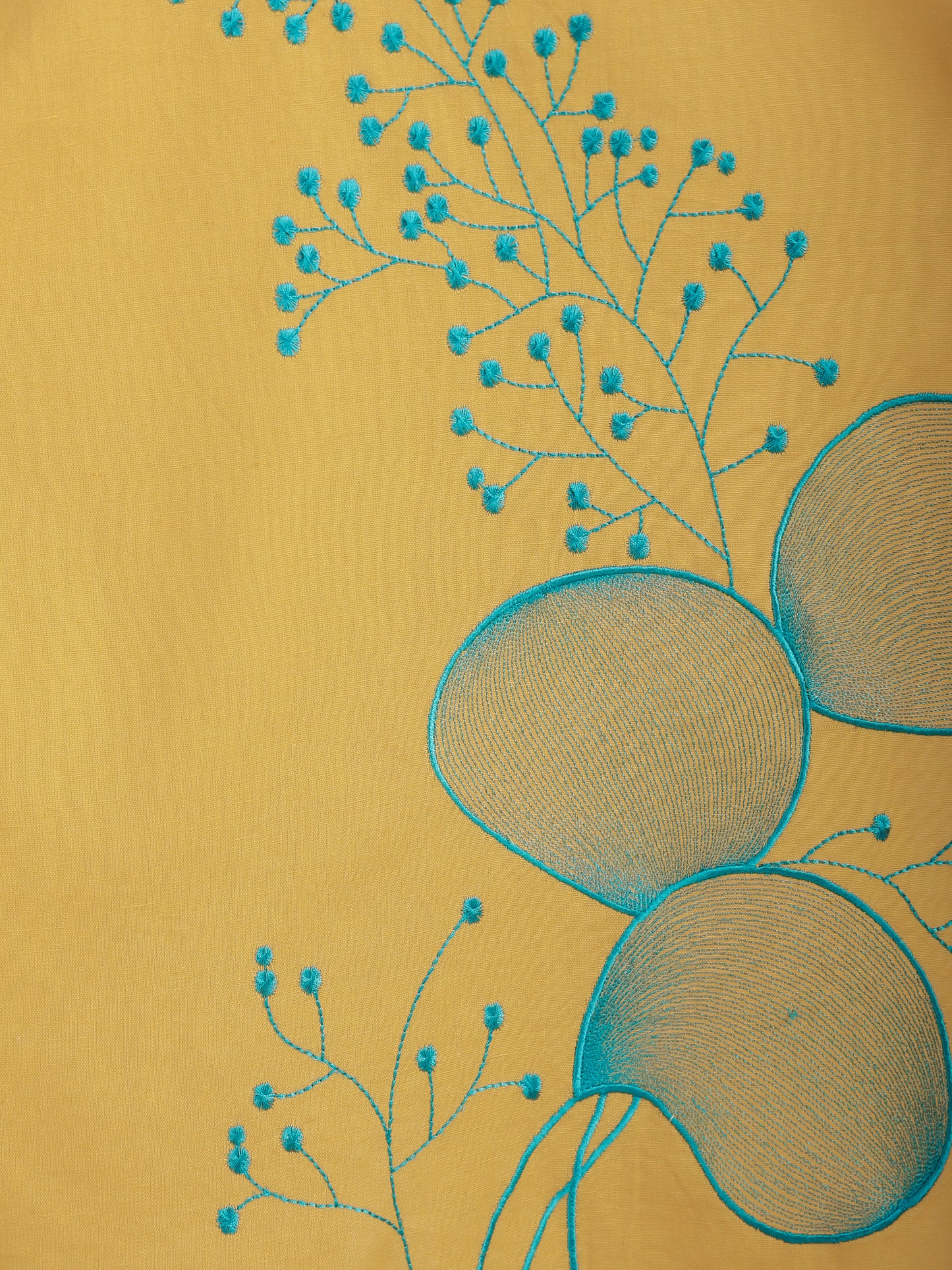 Embroidered Linen Cotton Solid Straight Yellow Kurta