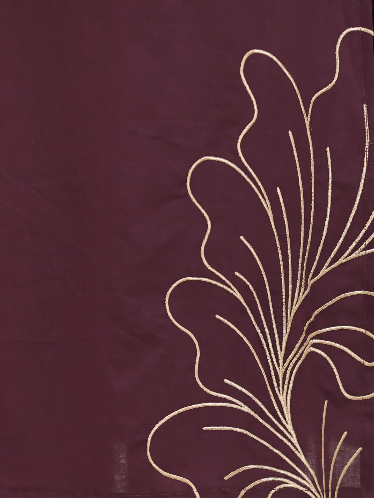 Embroidered Soft Cotton Solid Straight Wine Kurta