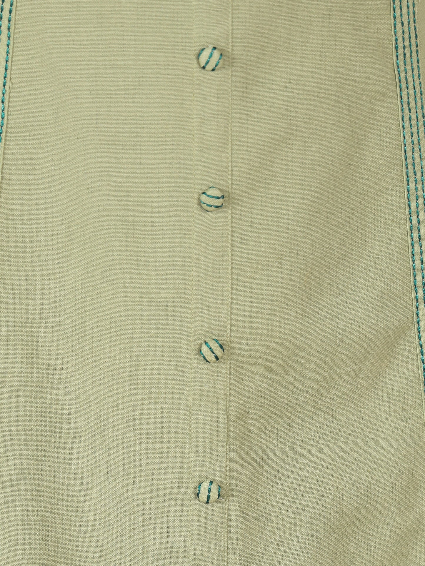 Embroidered Linen Cotton Solid A-line Green Kurta