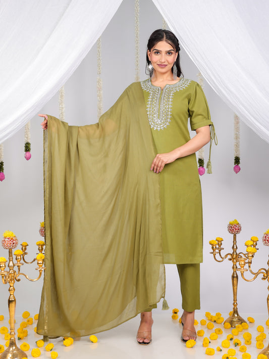 Cotton Voile Solid Green Dupatta