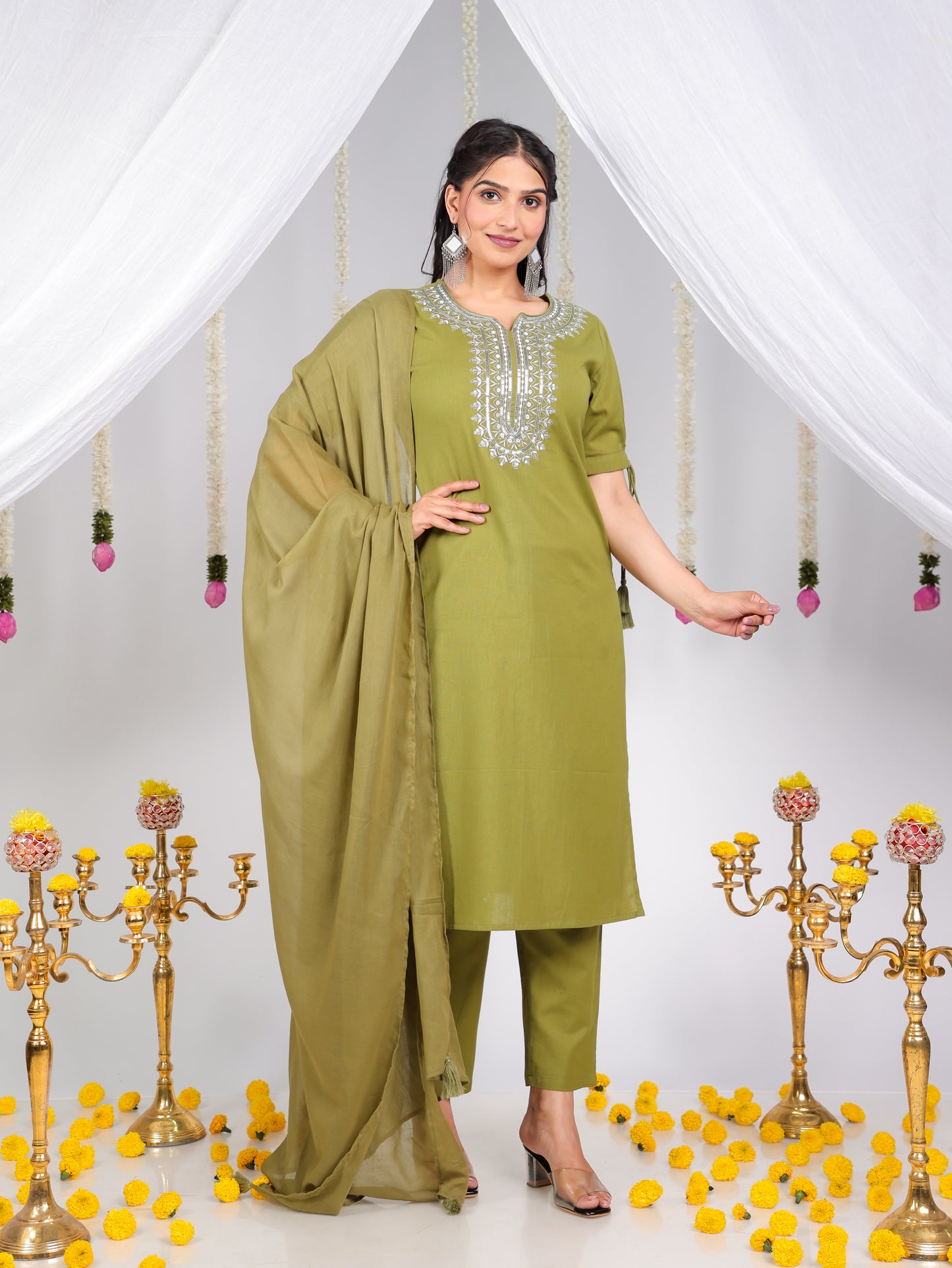 Cotton Voile Solid Green Dupatta