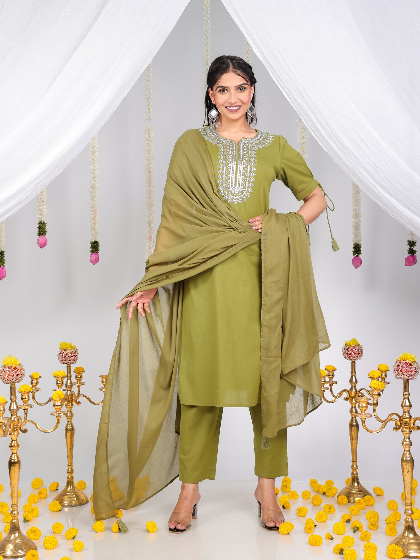 Cotton Voile Solid Green Dupatta