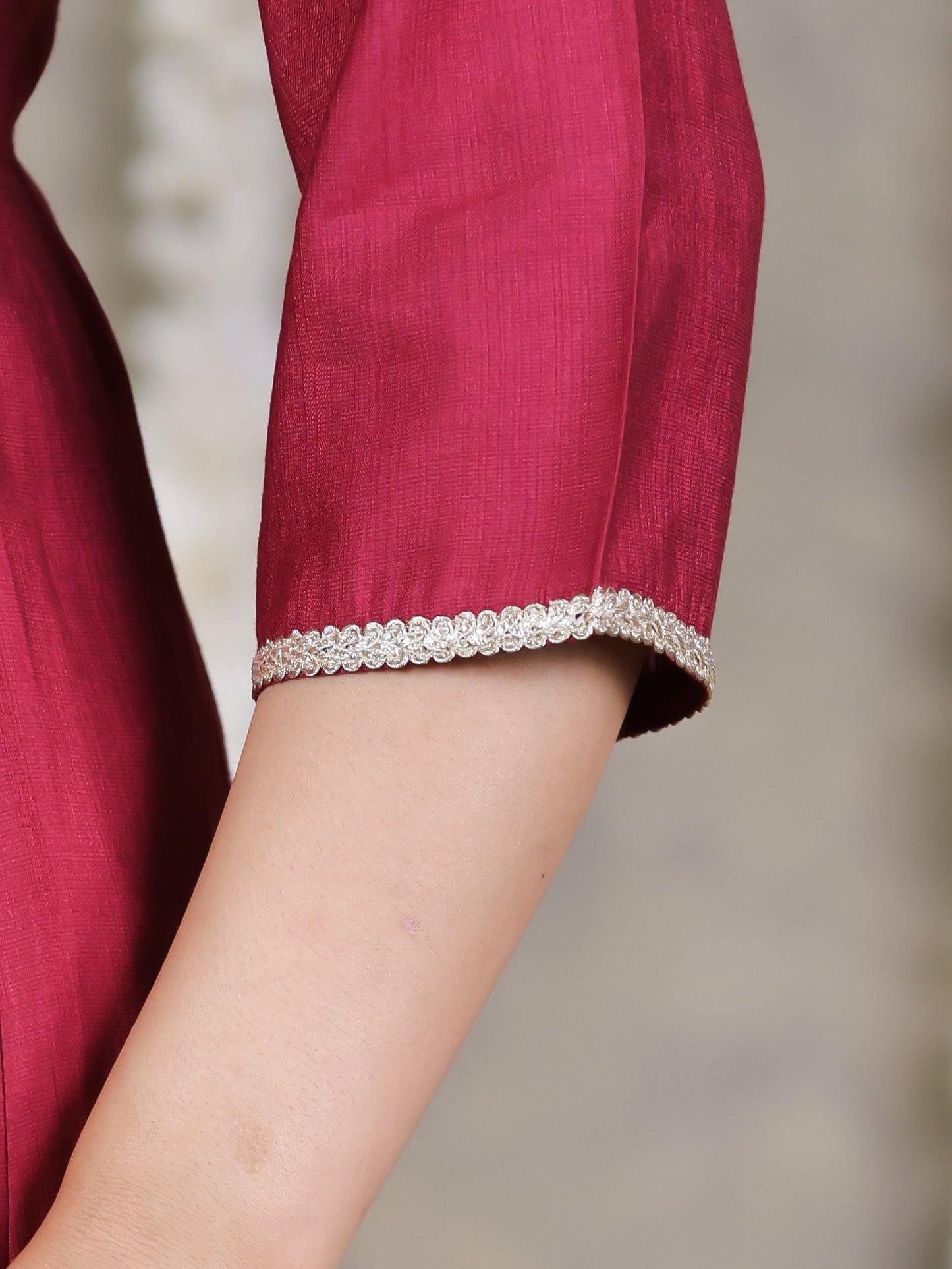 Embroidered Silk Solid Anarkali Maroon Kurta