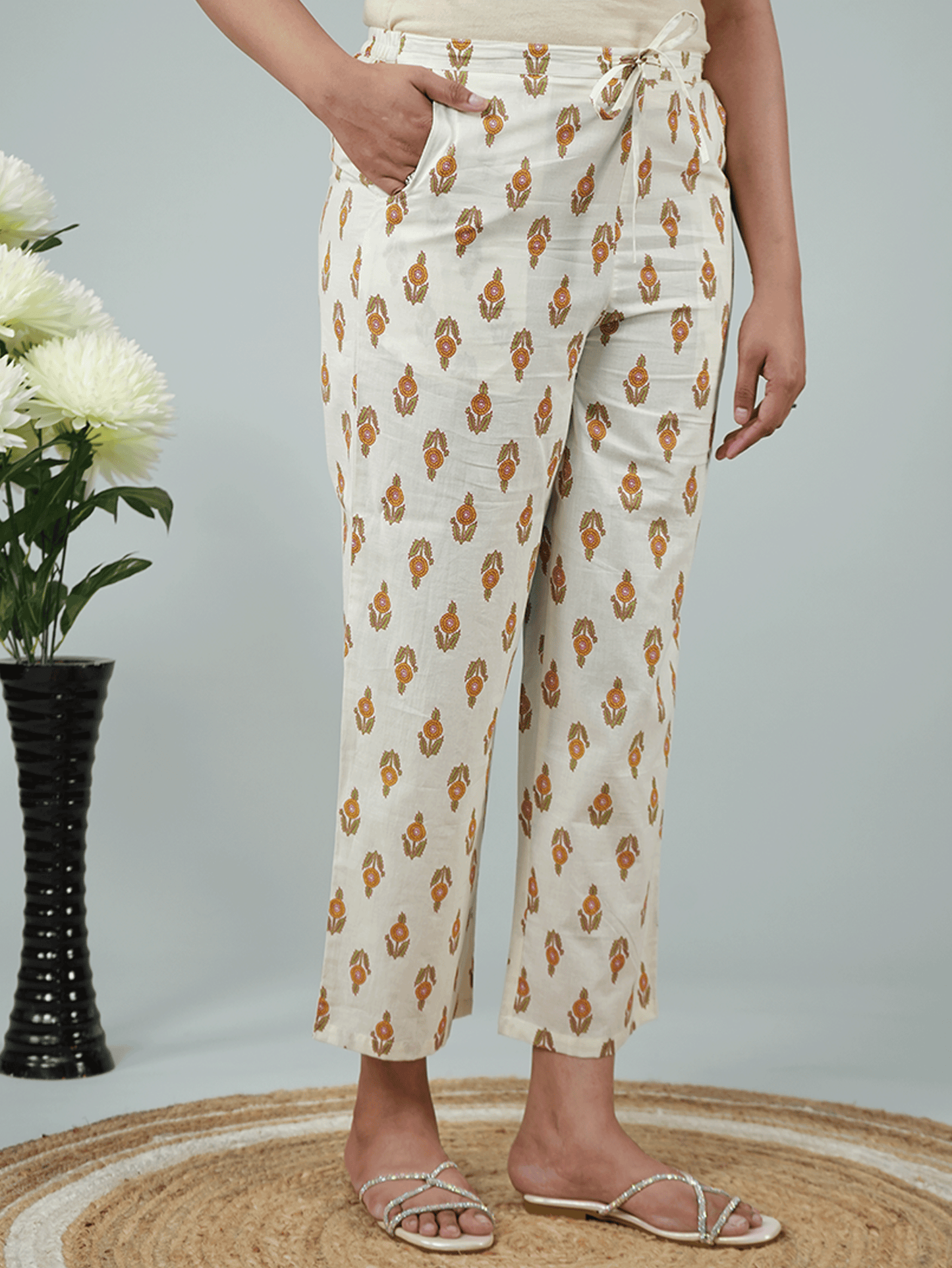 Soft Cotton Floral Flared Green Kurta