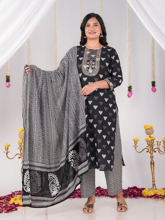 Cotton Voile Geometric White Dupatta