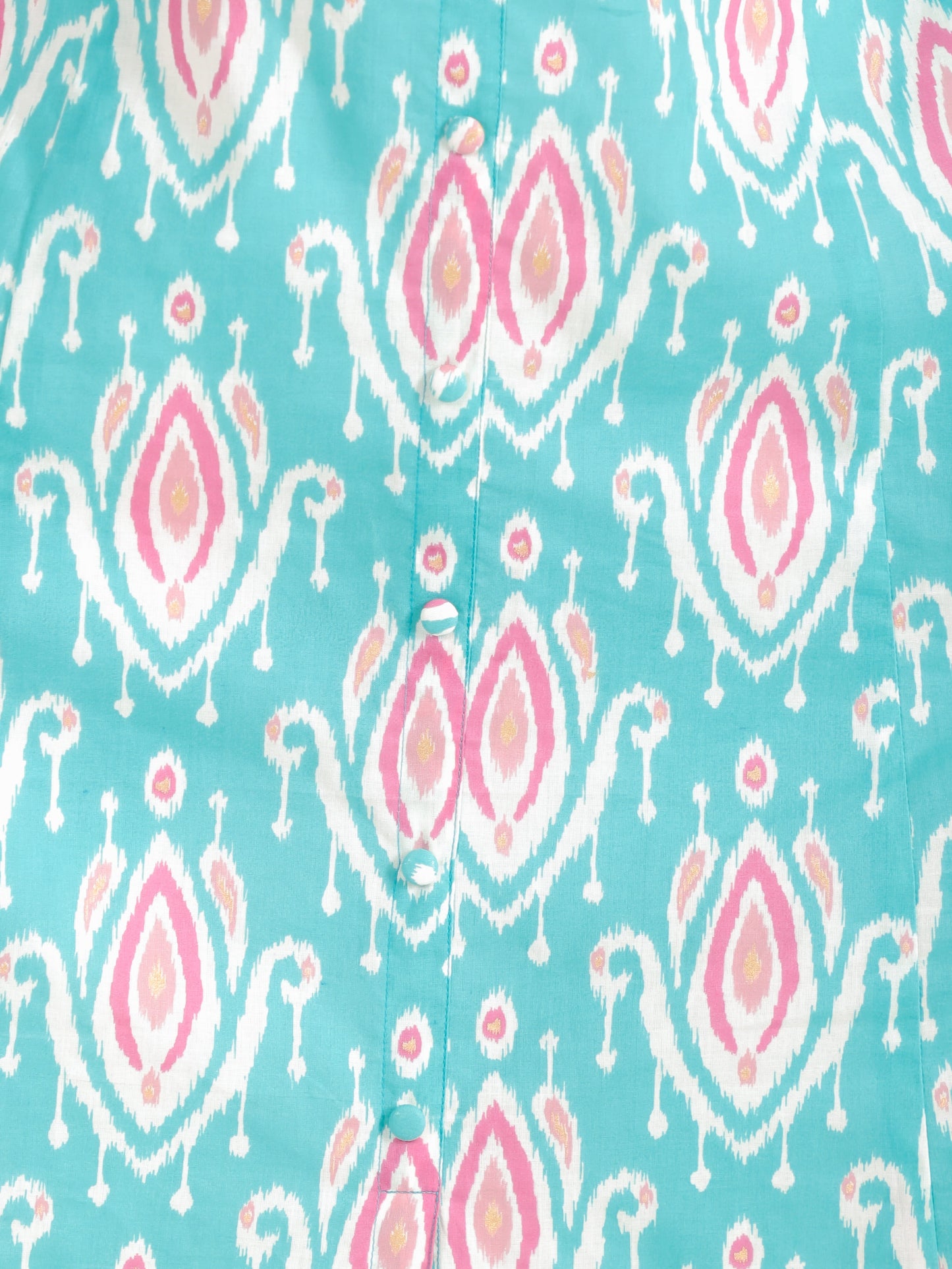 Soft Cotton Ikat A-line Green Kurta