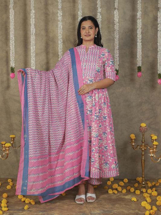Cotton Voile Striped Pink Dupatta