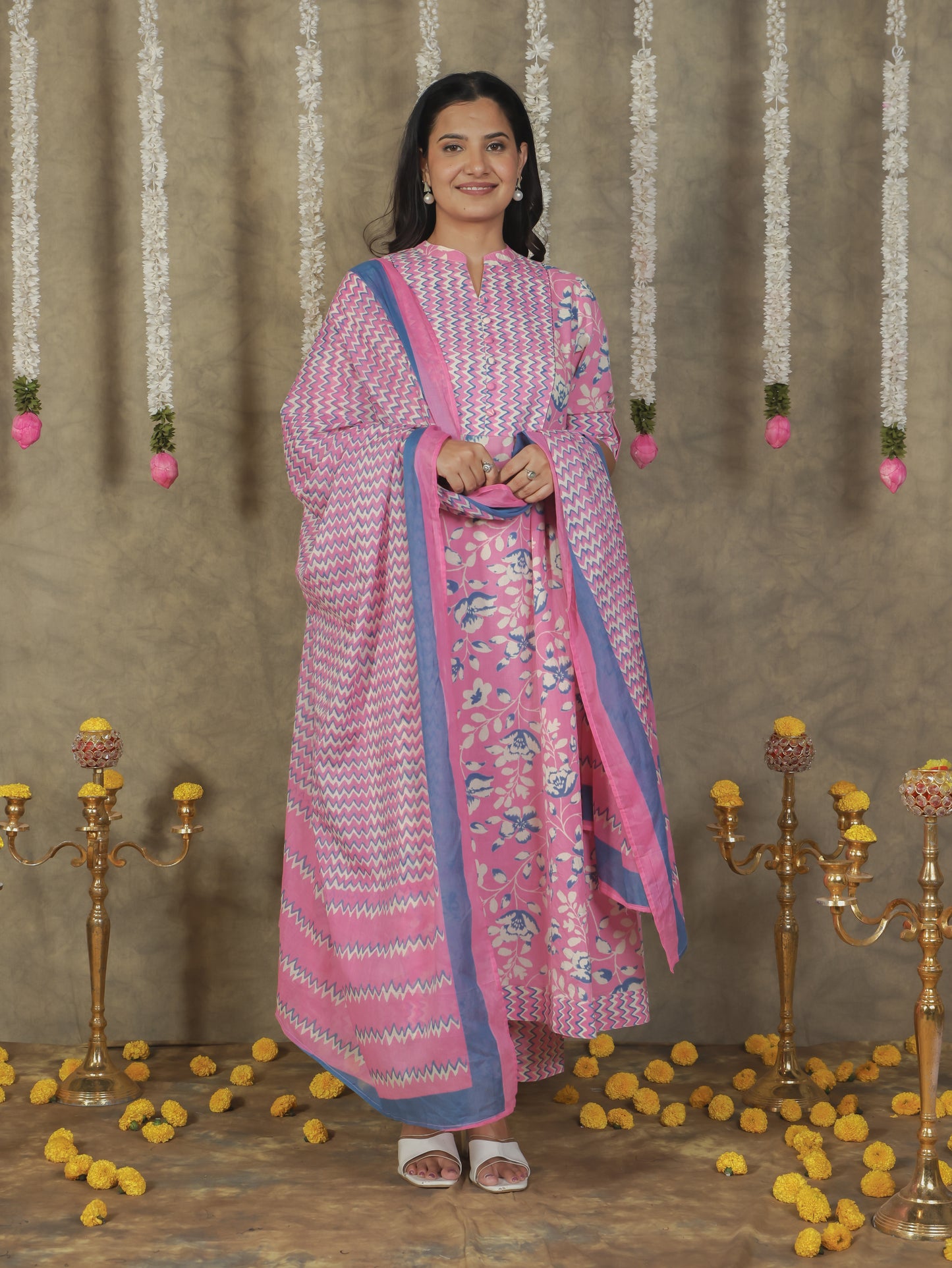 Cotton Voile Striped Pink Dupatta