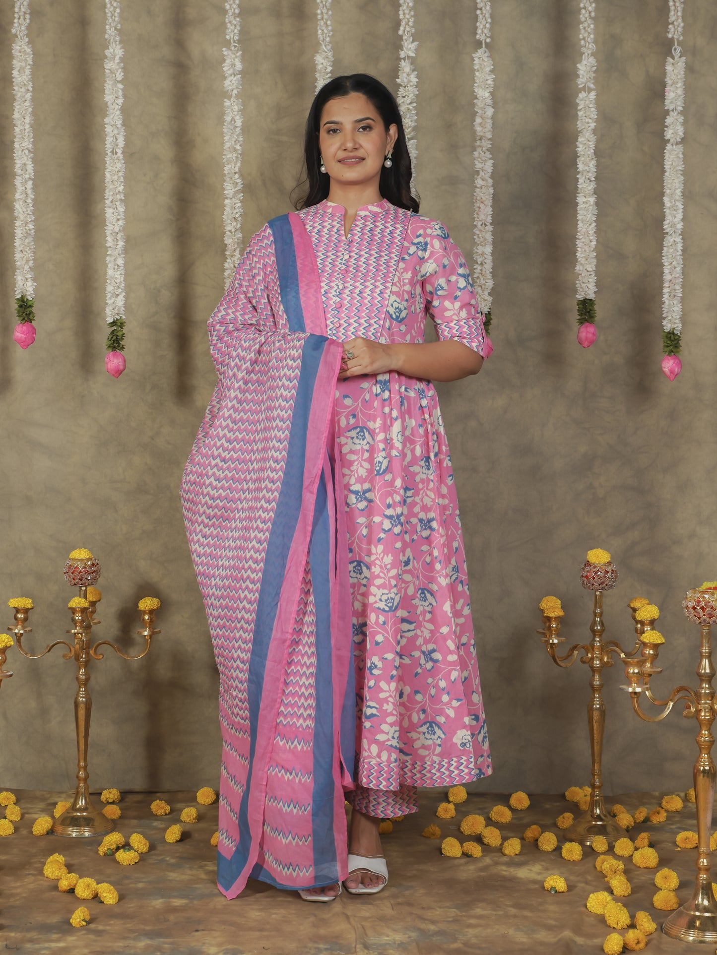 Cotton Voile Striped Pink Dupatta