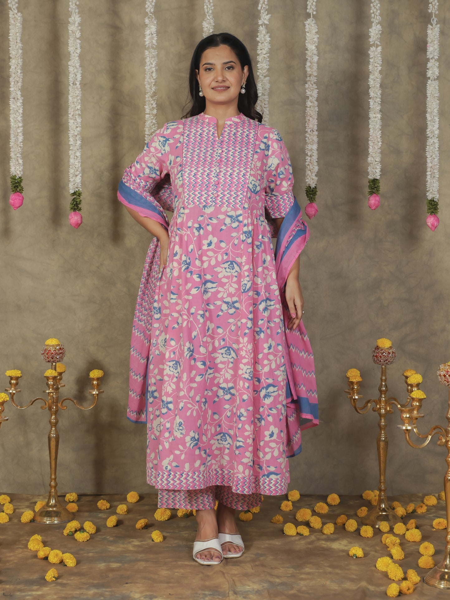 Cotton Voile Striped Pink Dupatta