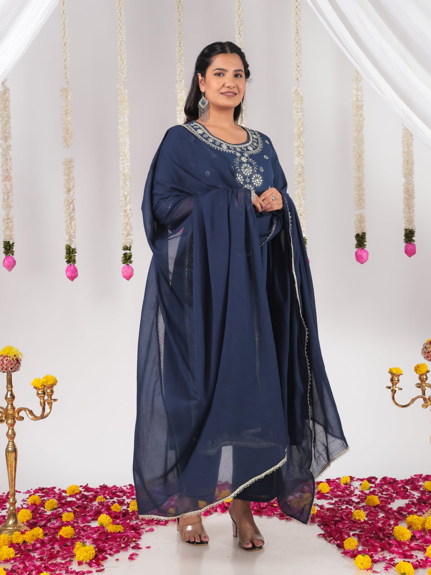 Cotton Voile Solid Blue Dupatta