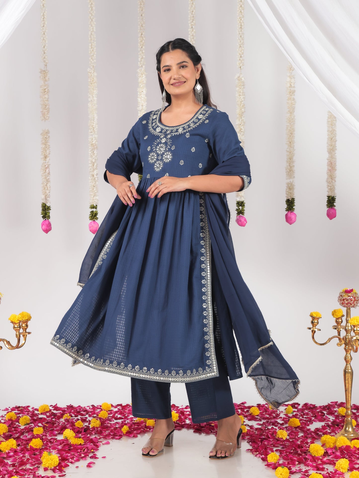 Cotton Voile Solid Blue Dupatta