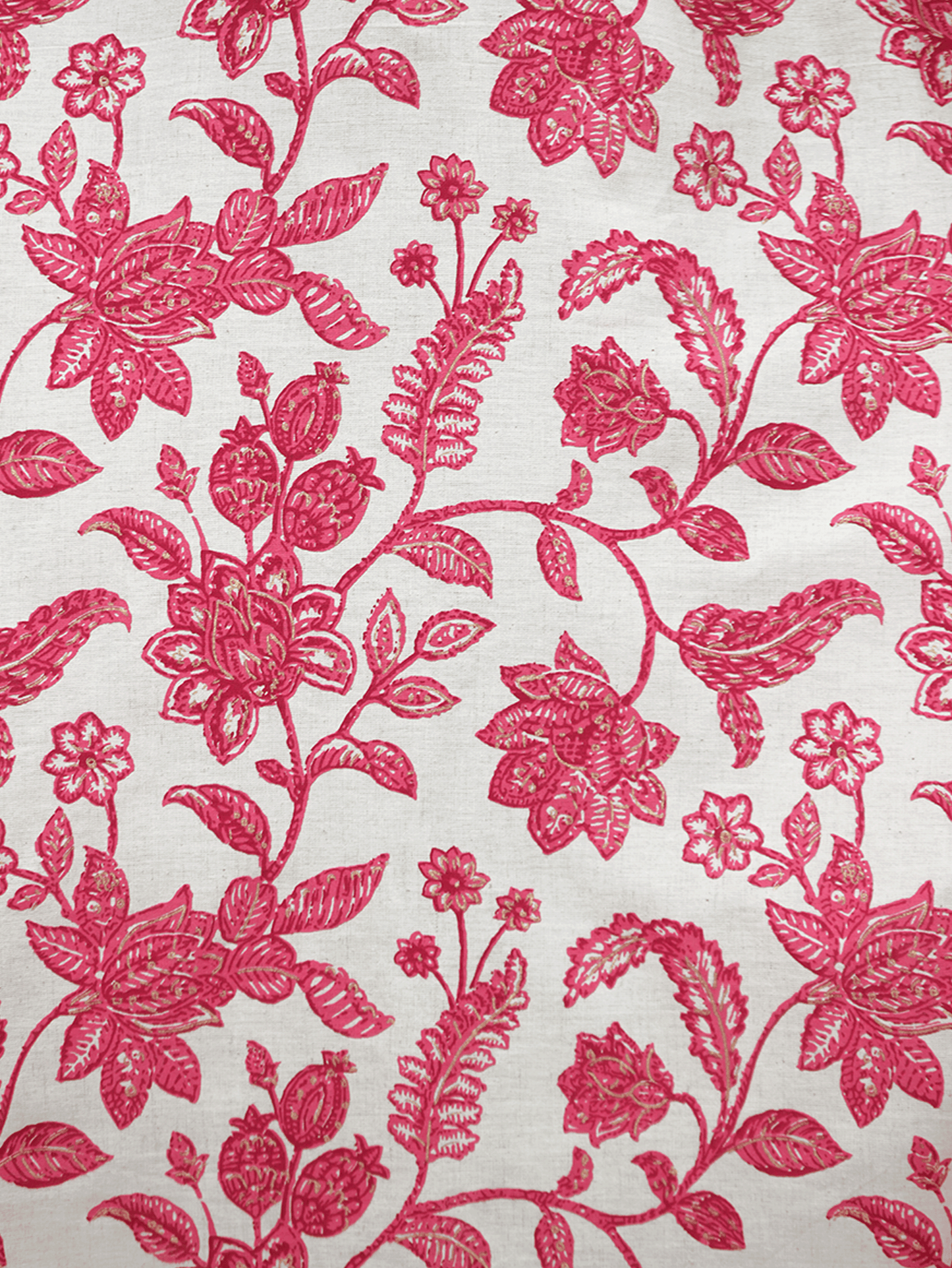 Linen Cotton Floral Anarkali Beige Dress