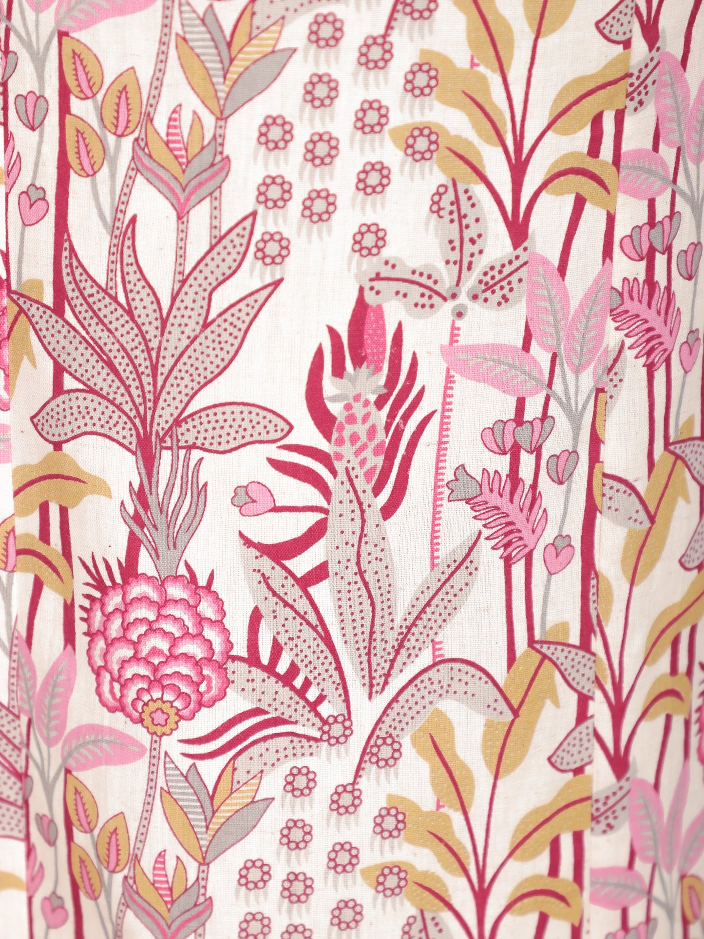 Linen Cotton Floral Panelled Off White Kurta