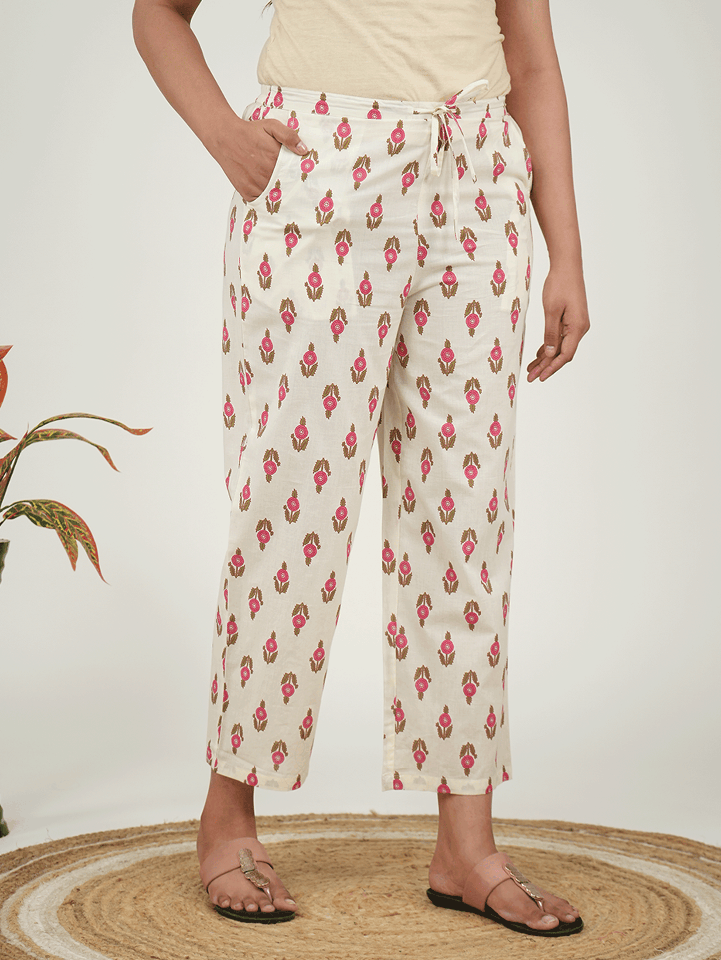 Soft Cotton Floral Flared Pink Kurta