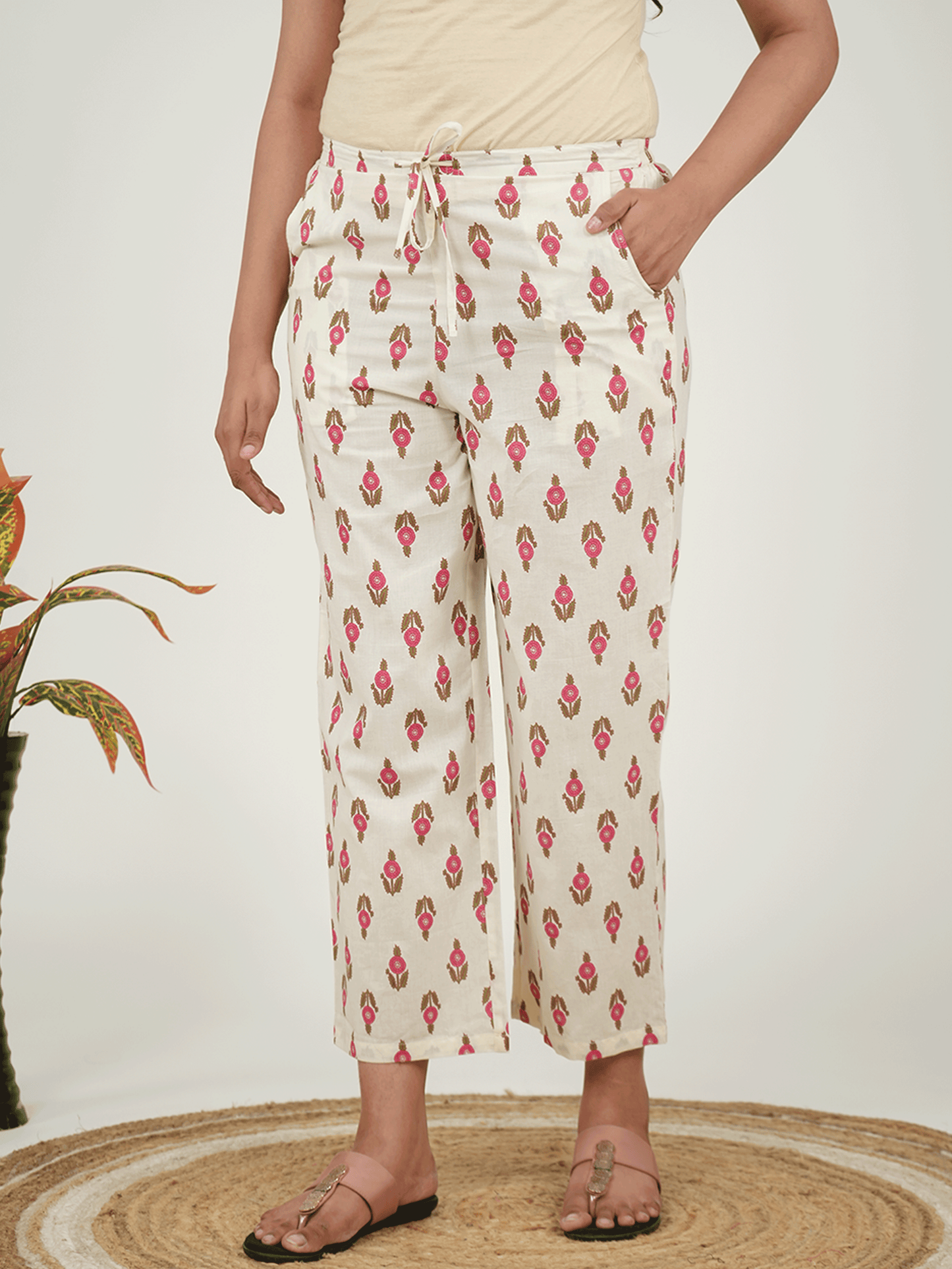 Soft Cotton Floral Flared Pink Kurta