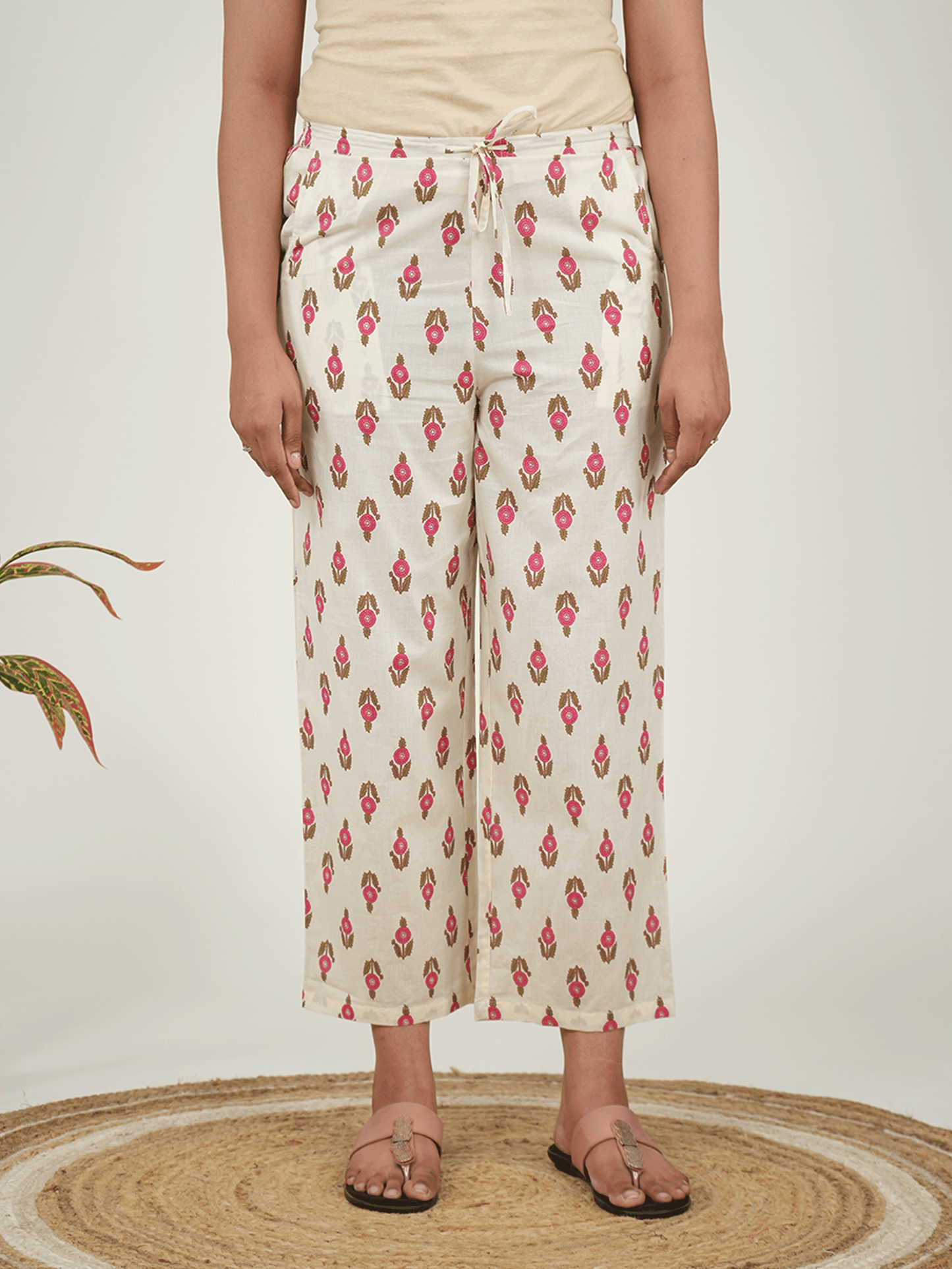 Soft Cotton Floral Flared Pink Kurta