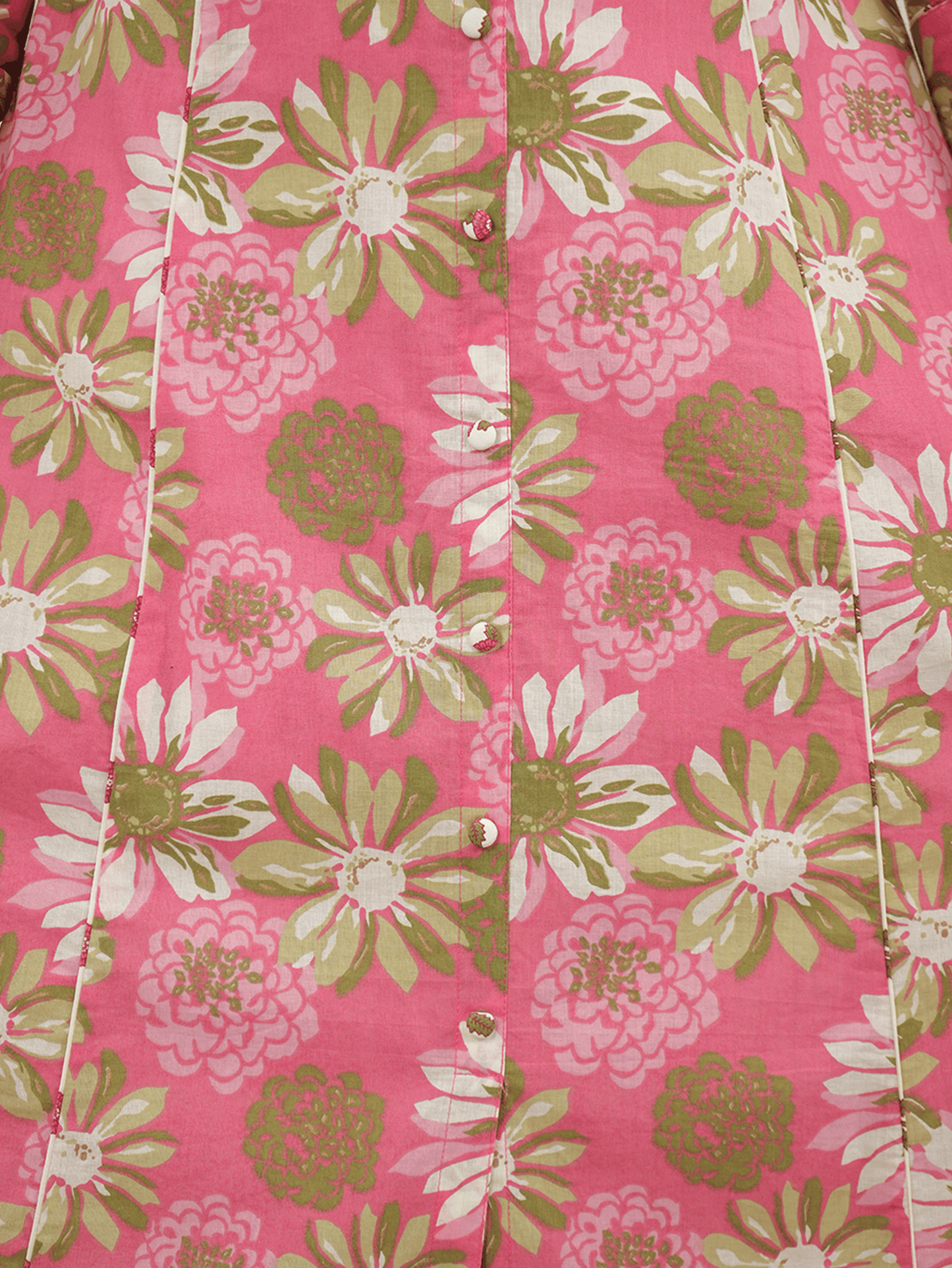 Soft Cotton Floral Flared Pink Kurta