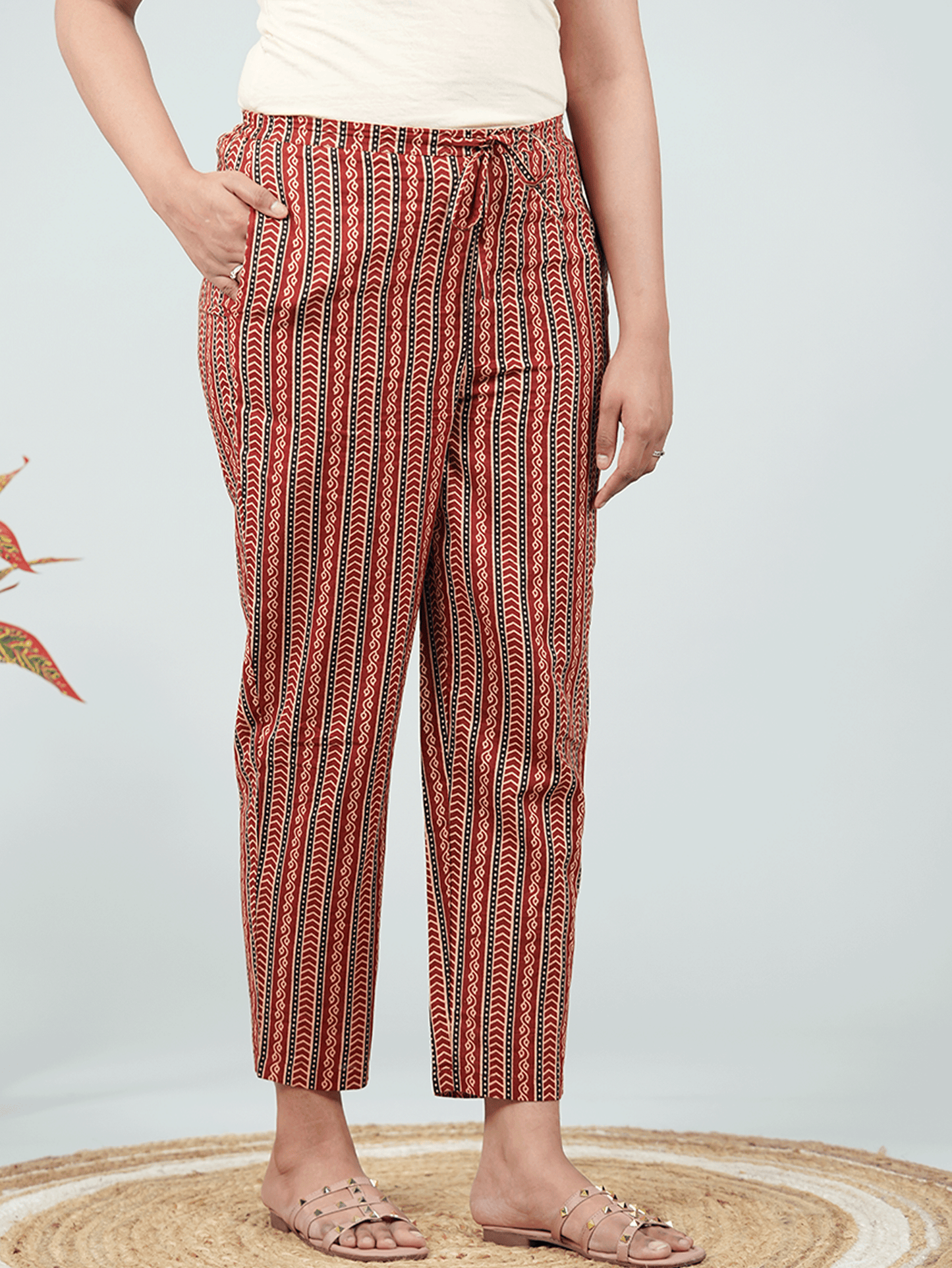 Soft Cotton Ajrakh Gathered Red Kurta