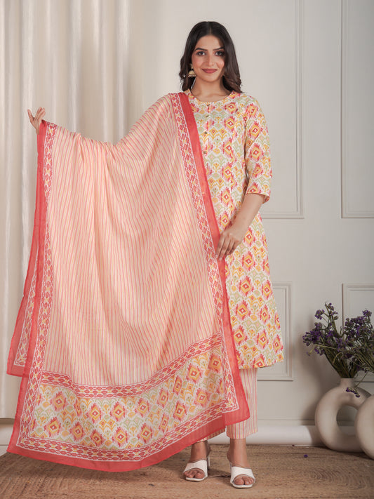 Cotton Voile Striped Peach Dupatta